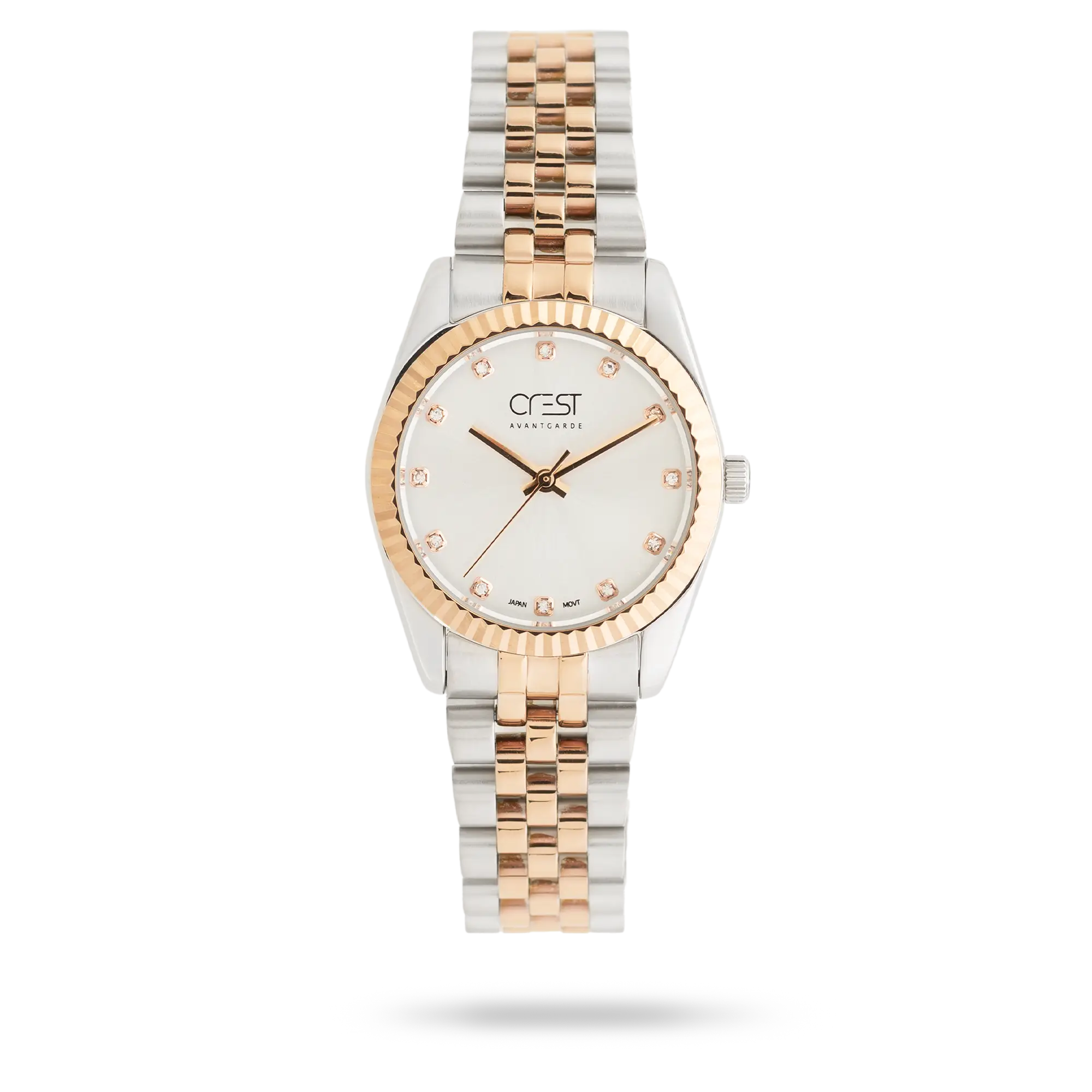 crest-watch-6339.webp ساعت مچی زنانه کرست بند استیل دو رنگ رزگلد نقره ای کد Crest 6339 - تصویر 1