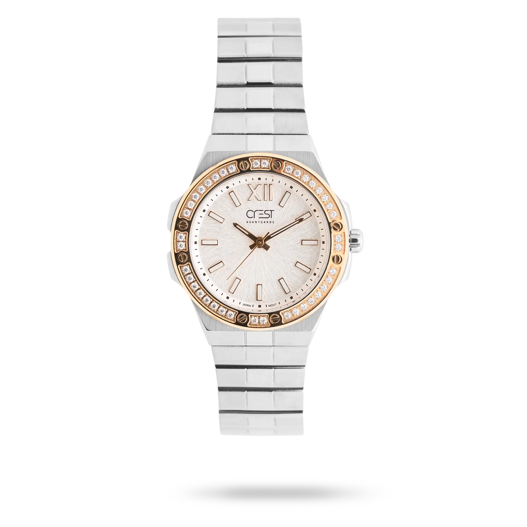 crest-watch-6340.webp ساعت مچی زنانه کرست بند استیل دو رنگ رزگلد نقره ای کد Crest 6340 - تصویر 1