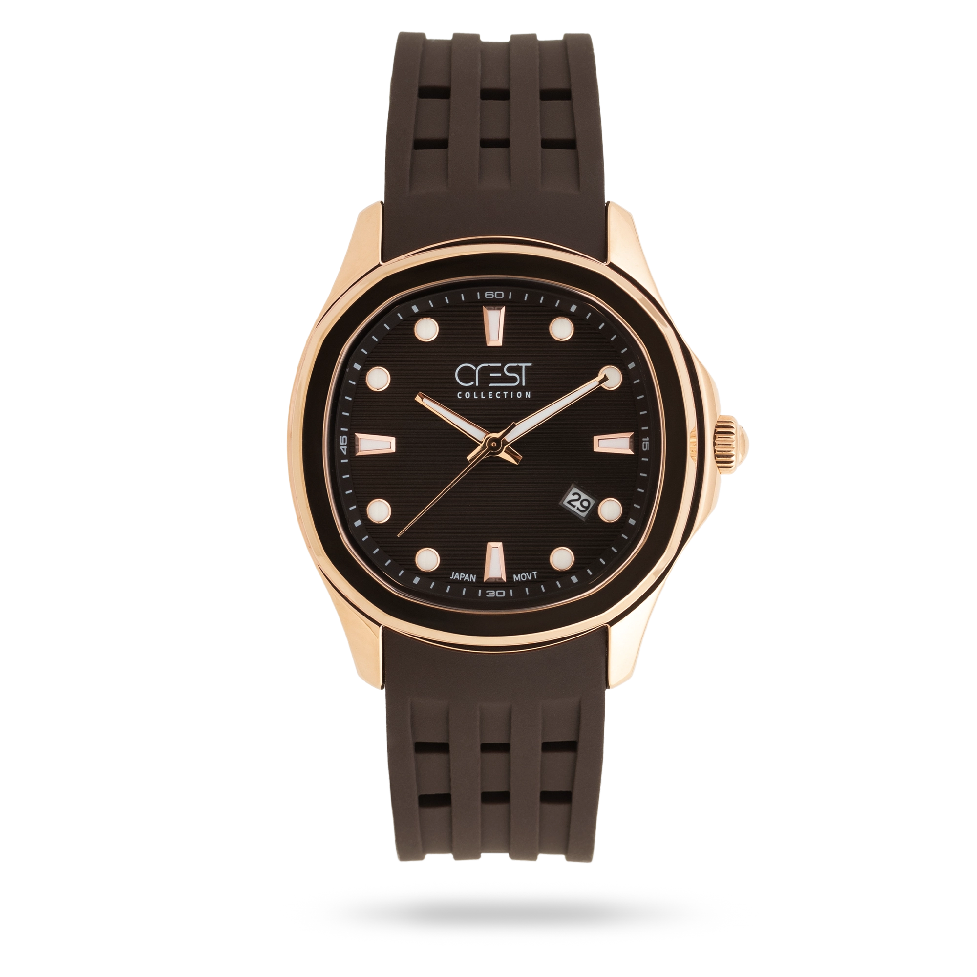crest-watch-6345-4.webp ساعت مچی مردانه کرست بند سیلیکون رزگلد کد Crest 6345/4 - تصویر 1