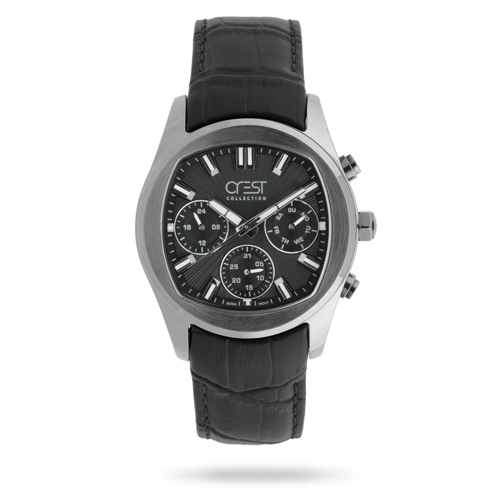 crest-watch-6379-1.webp ساعت مچی مردانه کرست بند چرم نقره ای کد Crest 6379/1 - تصویر 1