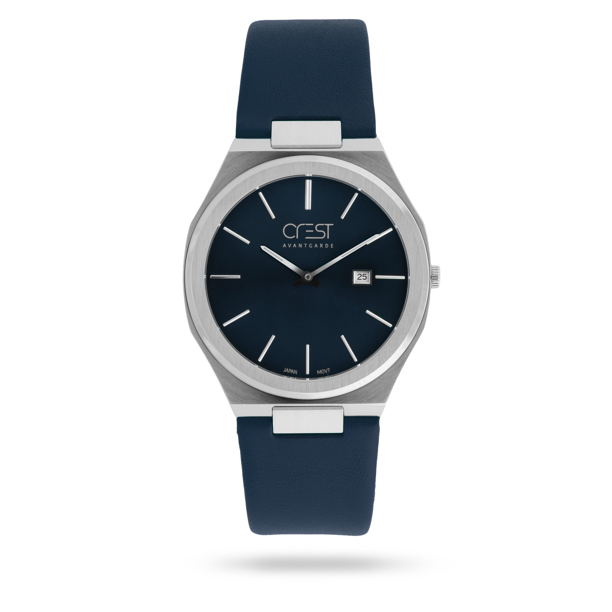 crest-watch-6399-3.webp ساعت مچی مردانه کرست بند چرم نقره ای کد Crest 6399/3 - تصویر 1