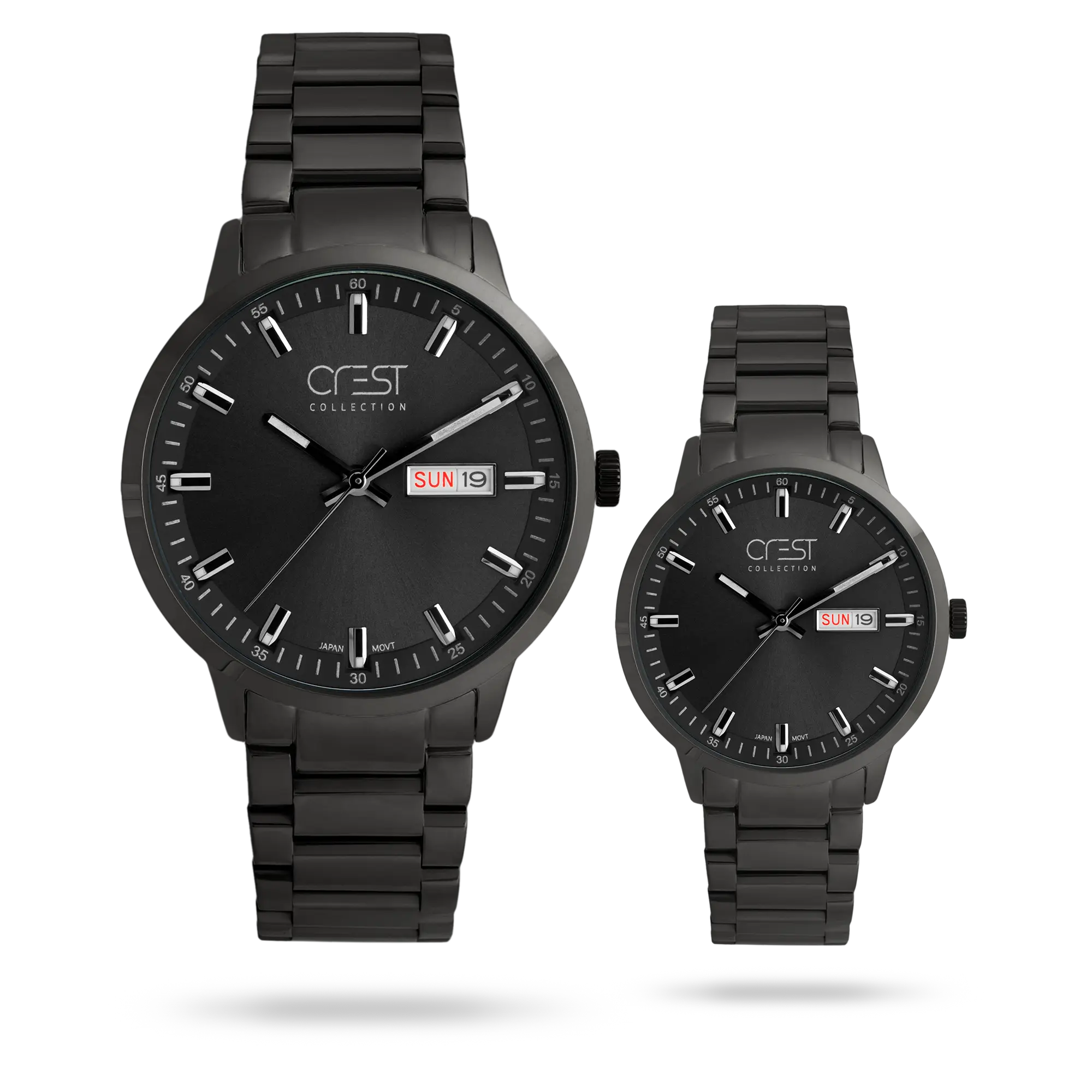 crest-watch-9055-5.webp ساعت مچی ست کرست بند استیل مشکی کد Crest 9055/5 - تصویر 1