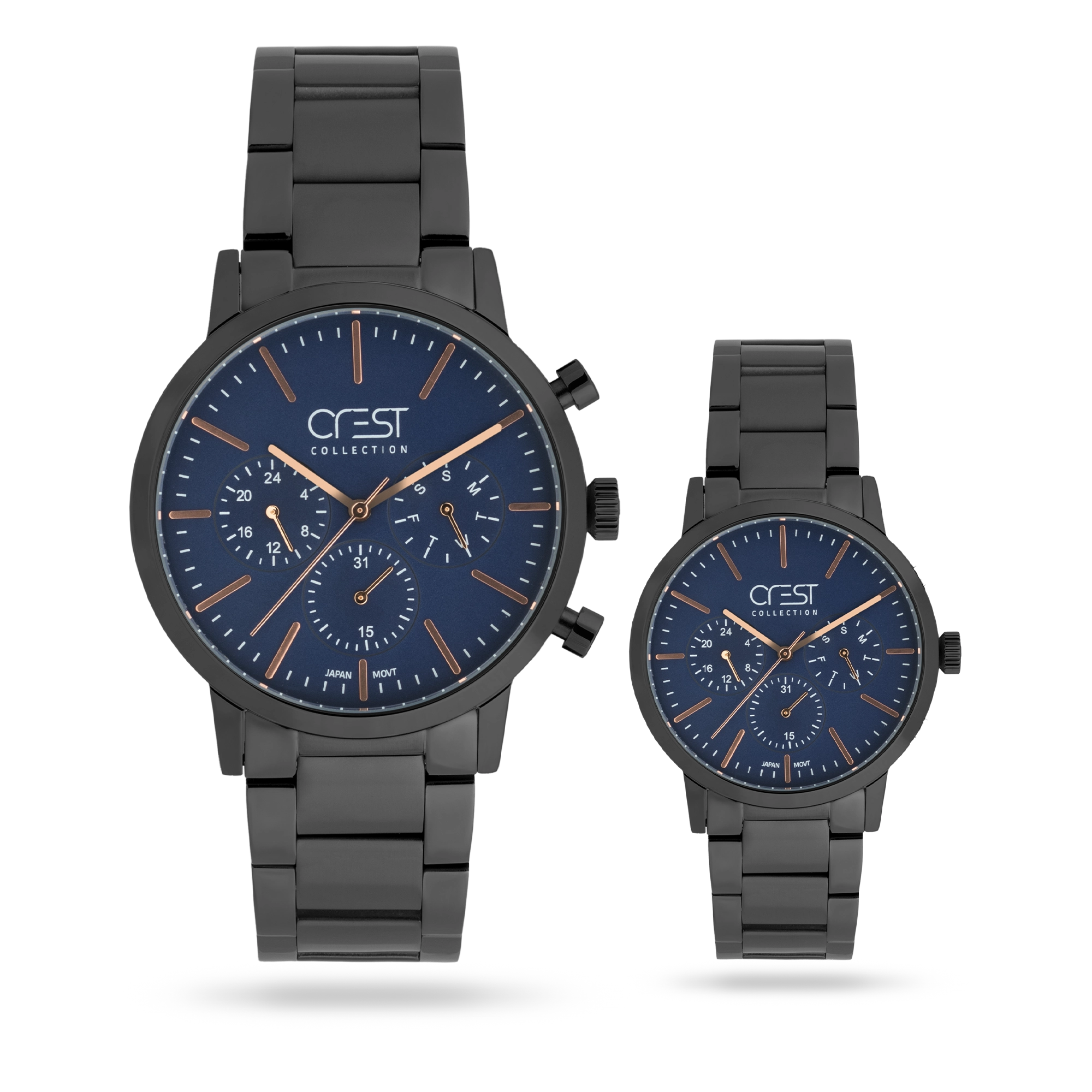 crest-watch-9062-4.webp ساعت مچی ست کرست بند استیل مشکی کد Crest 9062/4 - تصویر 1