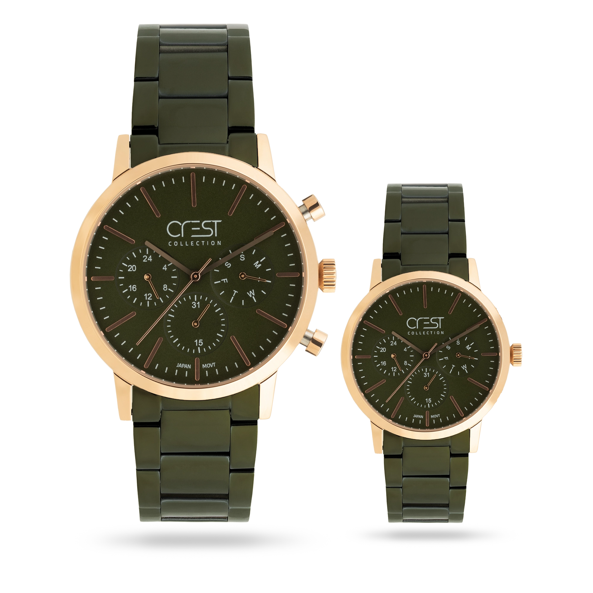 crest-watch-9062-5.webp ساعت مچی ست کرست بند استیل طلایی کد Crest 9062/5 - تصویر 1