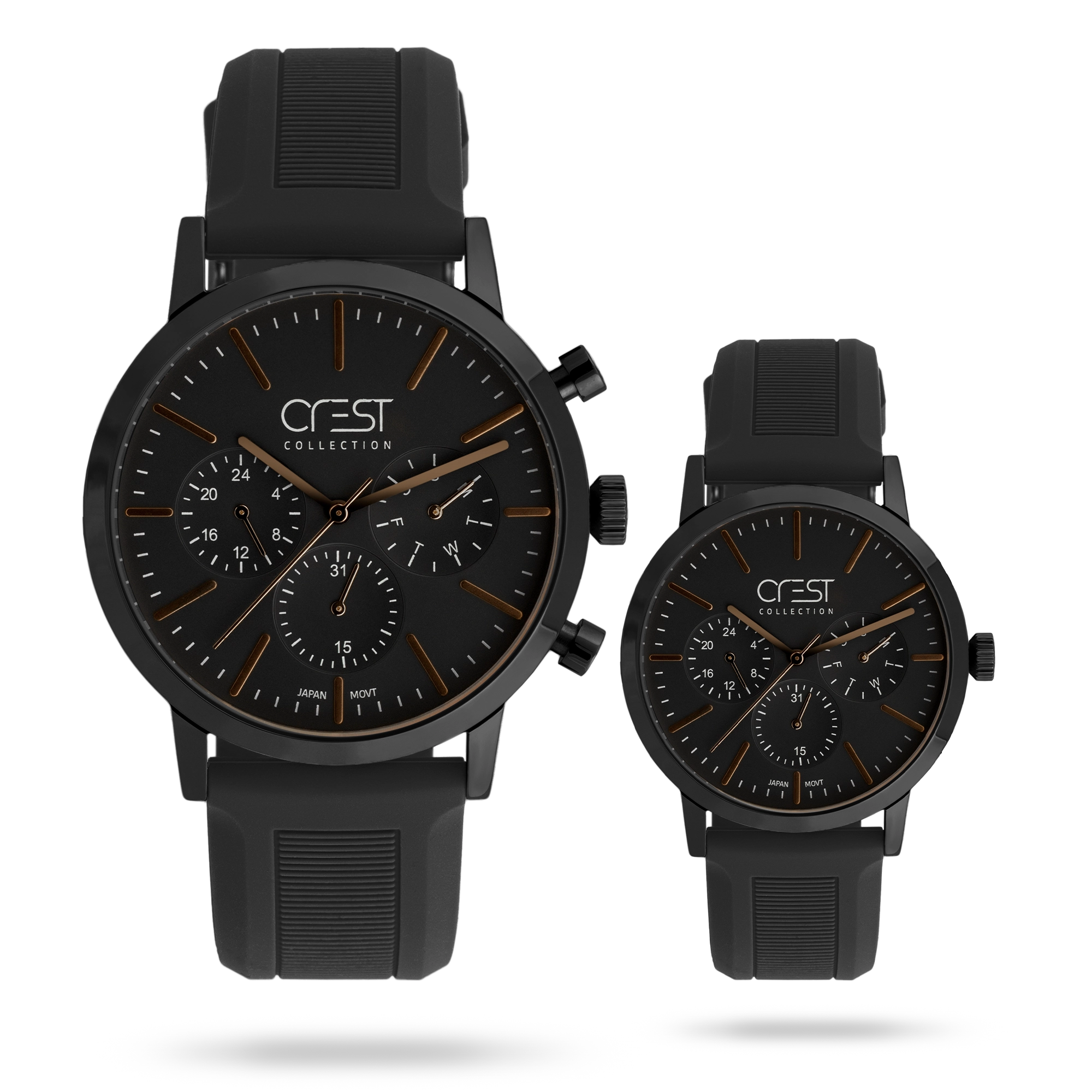 crest-watch-9062-7.webp ساعت مچی ست کرست بند سیلیکون مشکی کد Crest 9062/7 - تصویر 1