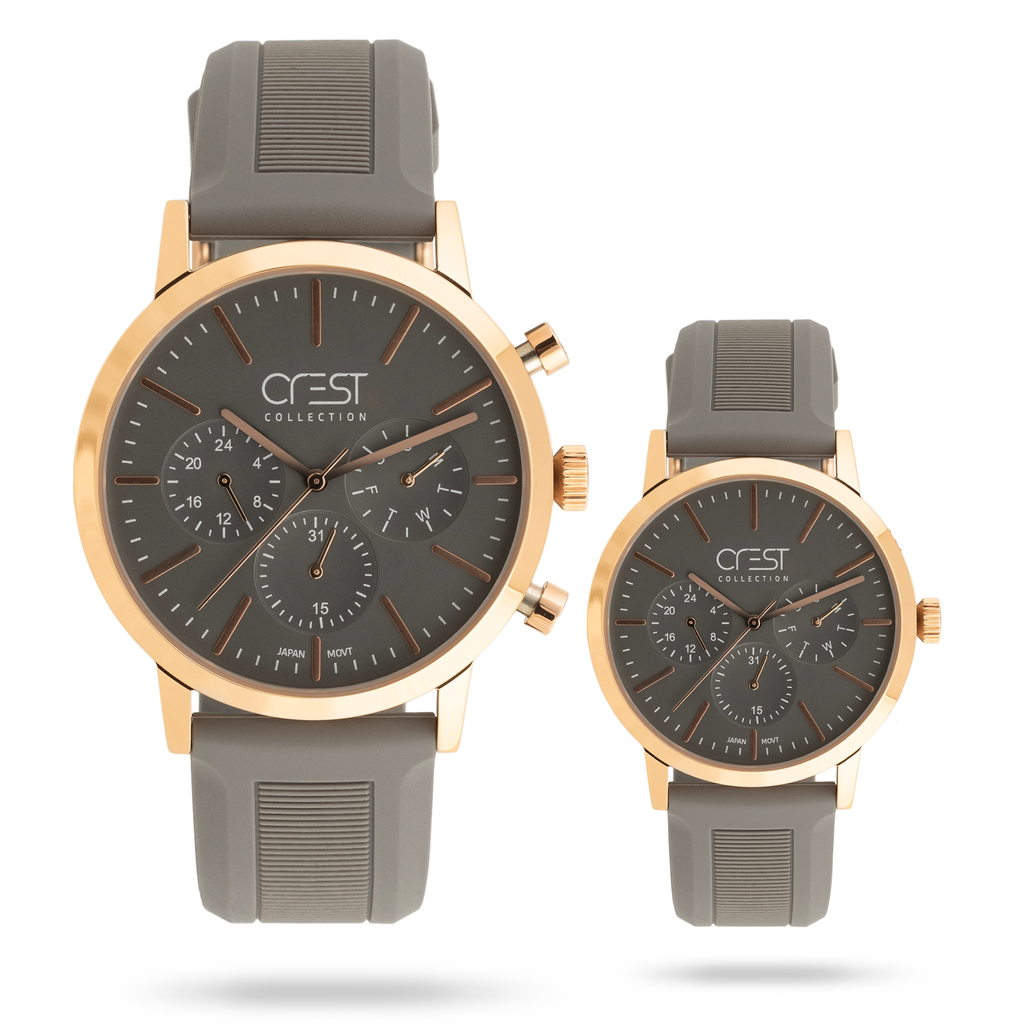 crest-watch-9062-8.webp ساعت مچی ست کرست بند سیلیکون رزگلد کد Crest 9062/8 - تصویر 1