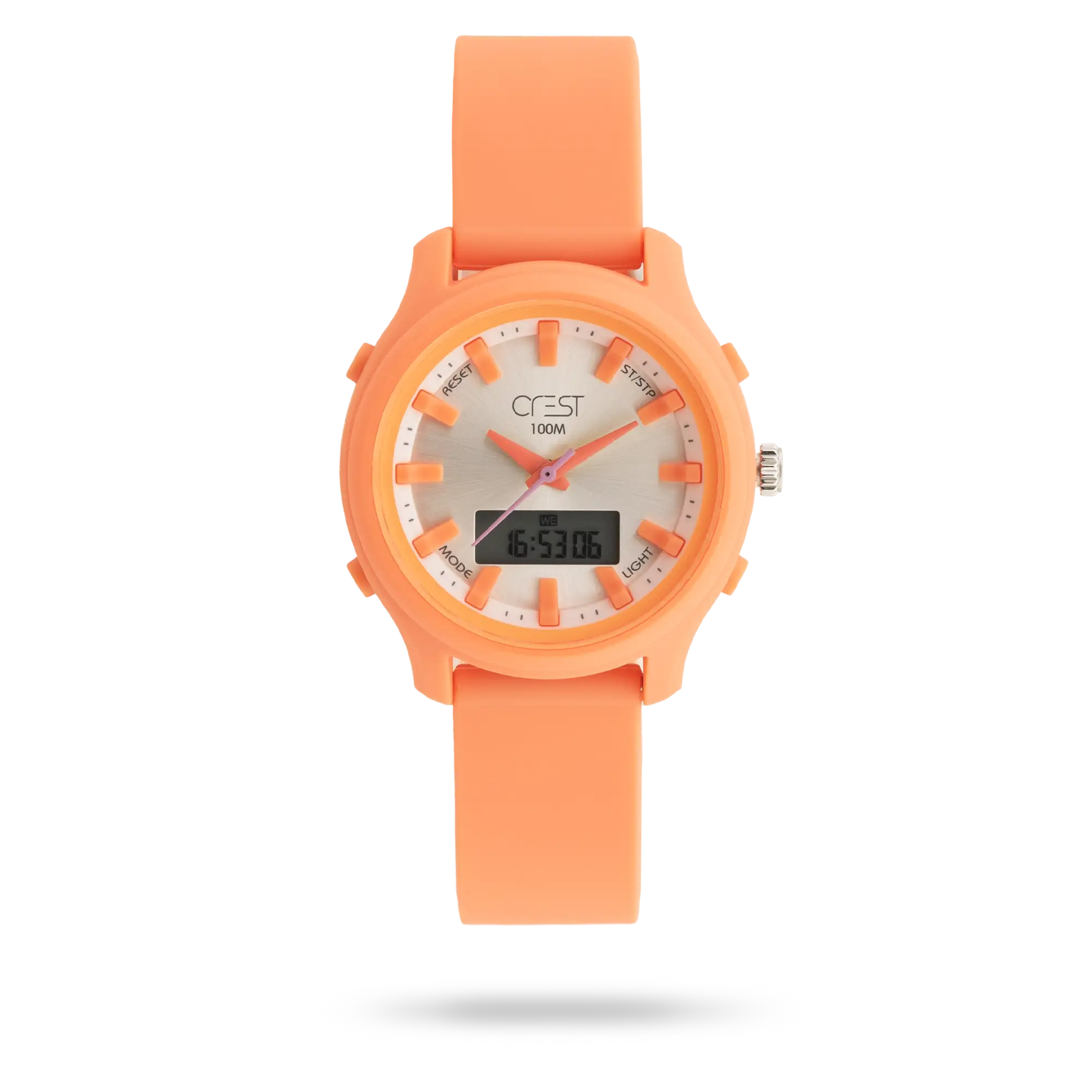 crest-watch-9511-3.webp ساعت مچی زنانه کرست بند سیلیکون نارنجی کد Crest 9511/3 - تصویر 1