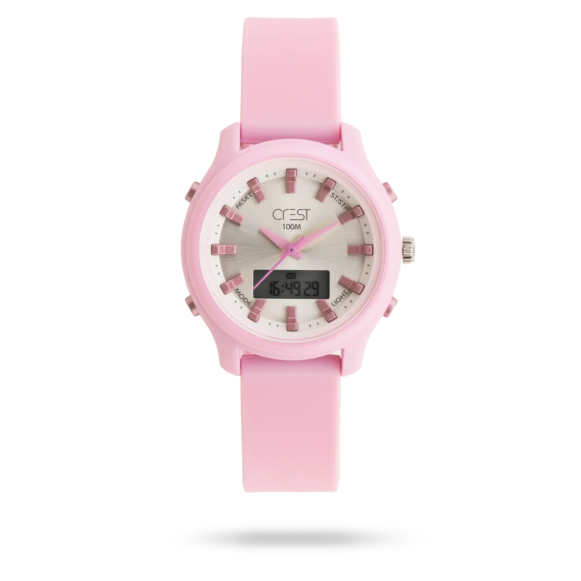 crest-watch-9511-4.webp ساعت مچی زنانه کرست بند سیلیکون صورتی کد Crest 9511/4 - تصویر 1