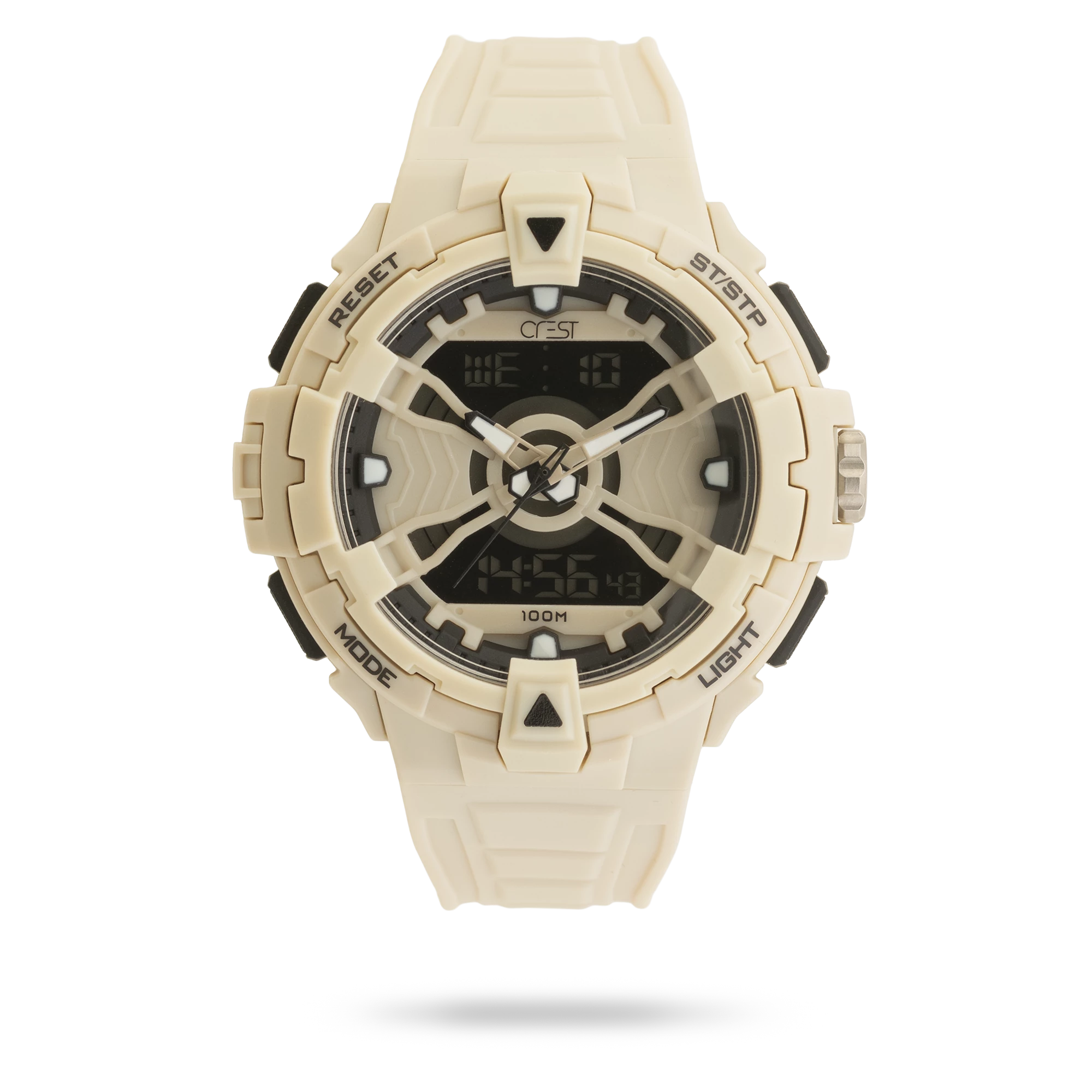 crest-watch-9517-3.webp ساعت مچی مردانه کرست بند سیلیکون شیری کد Crest 9517/3 - تصویر 1