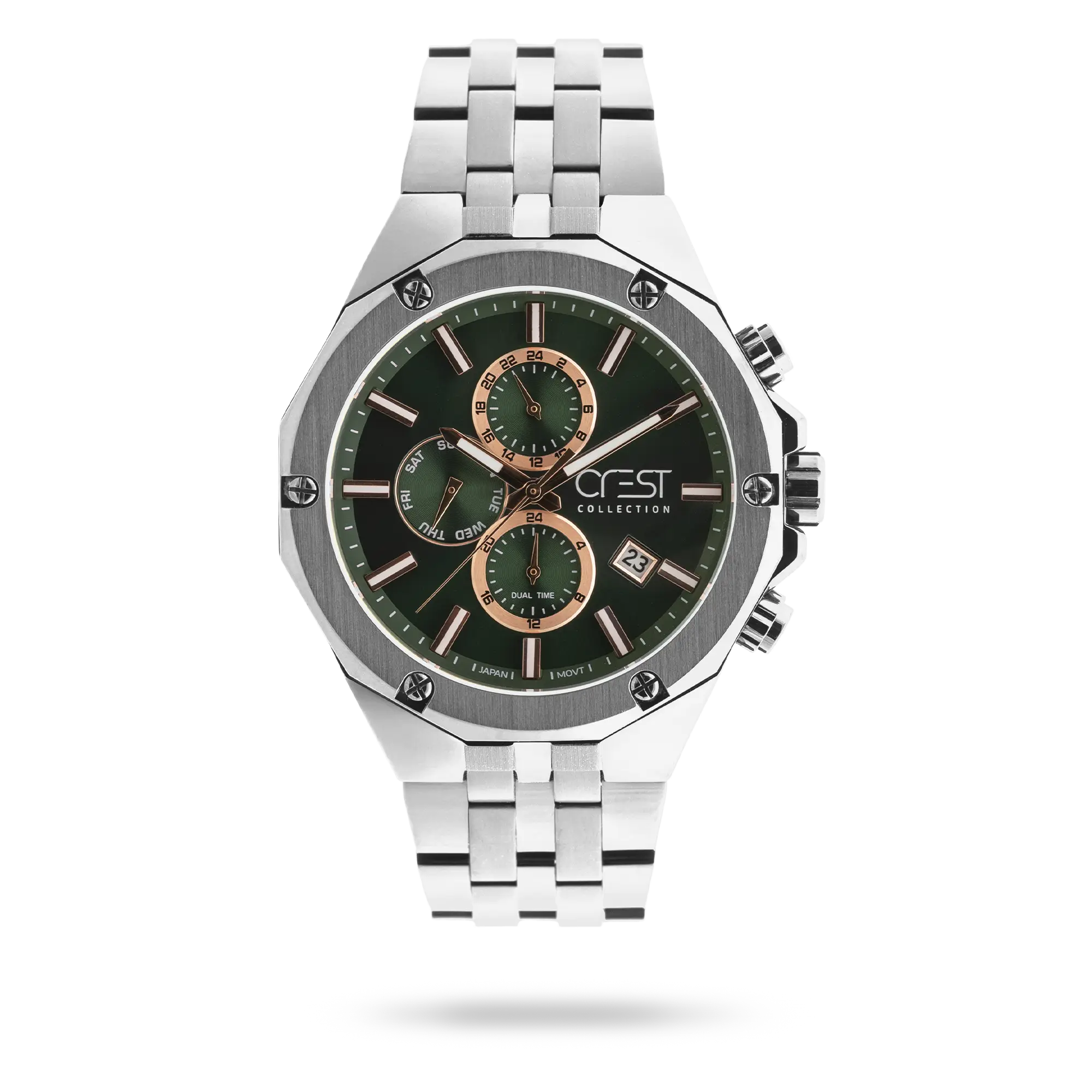 crestwatch-6309.webp ساعت مچی مردانه کرست بند استیل دودی کد Crest 6309 - تصویر 1