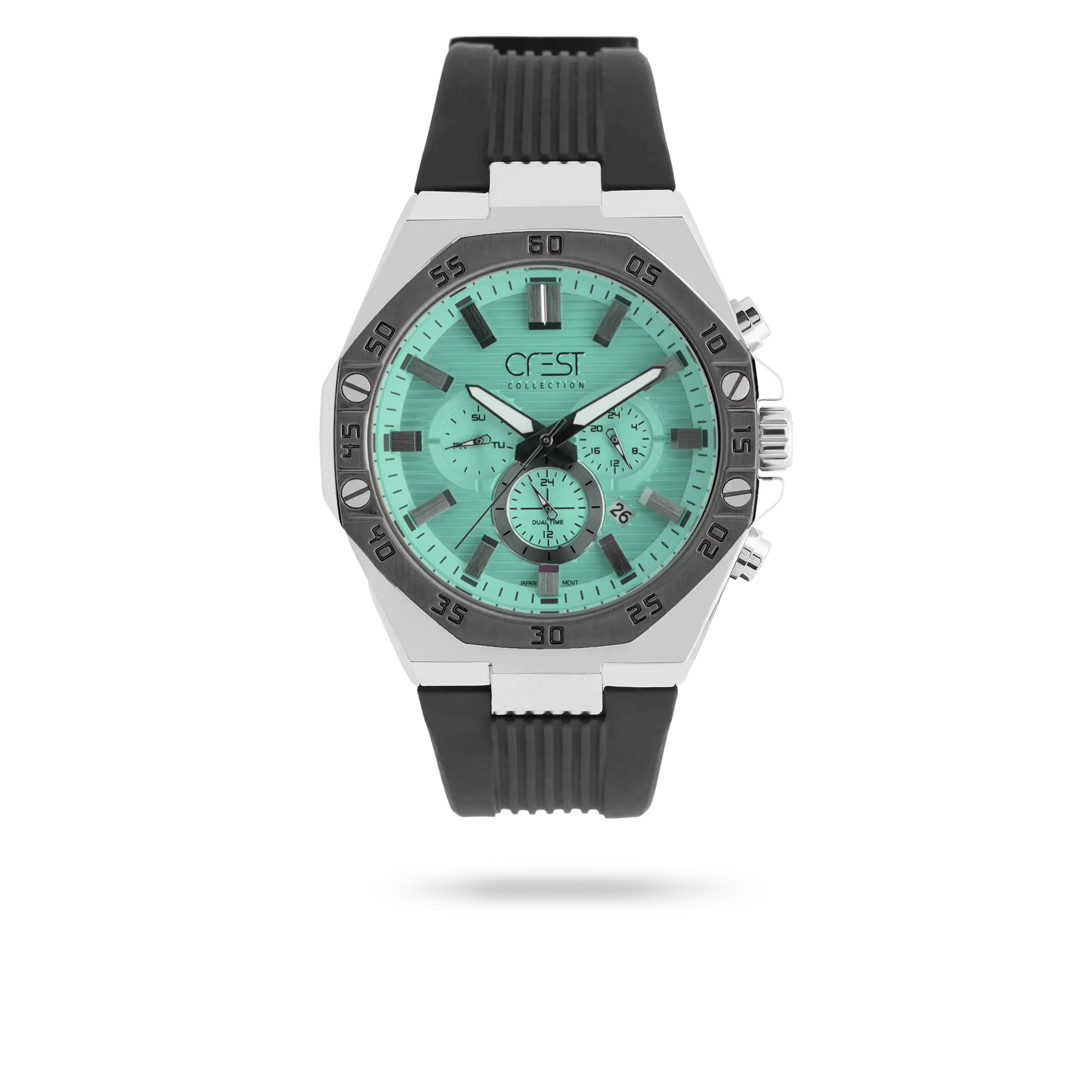 crestwatch-6322-1.webp ساعت مچی مردانه کرست بند سیلیکون مشکی کد Crest 6322/1 - تصویر 1