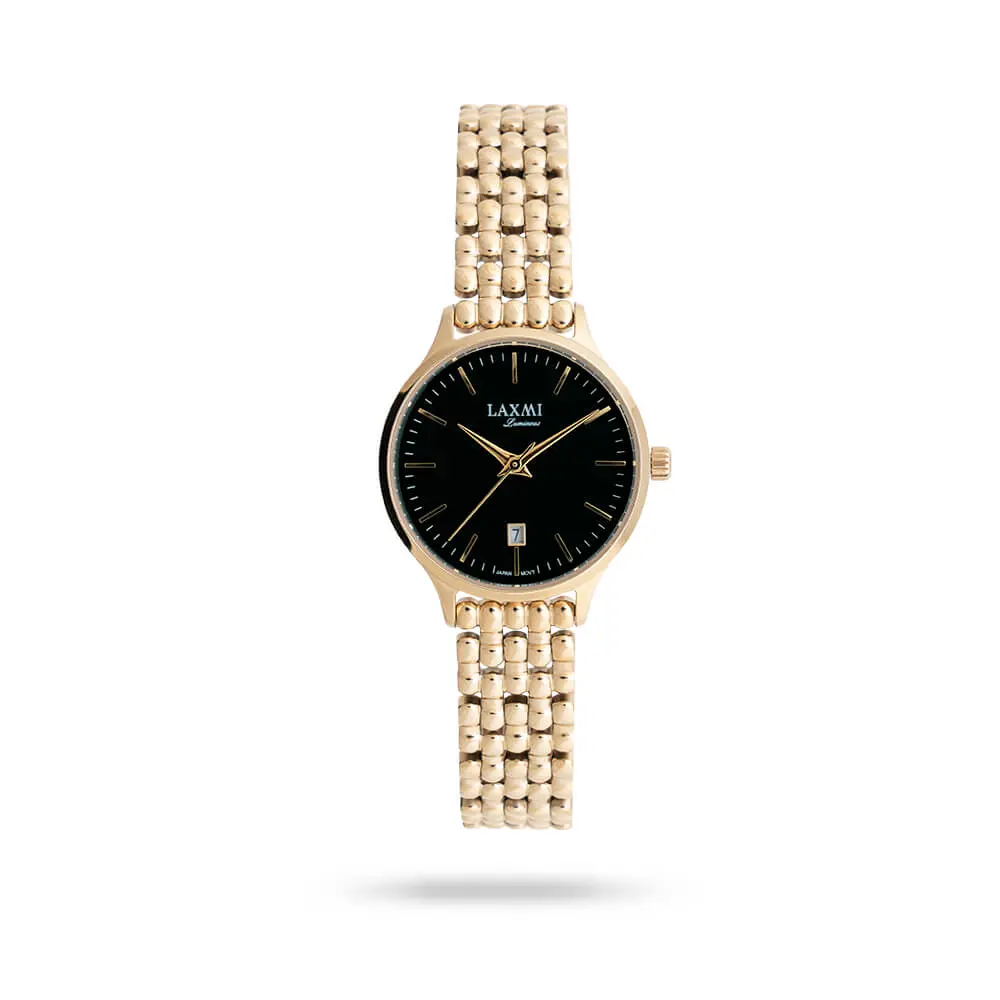 laxmi-8175-4 ساعت مچی زنانه لاکسمی بند استیل طلایی کد Laxmi 8175/4 - تصویر 1