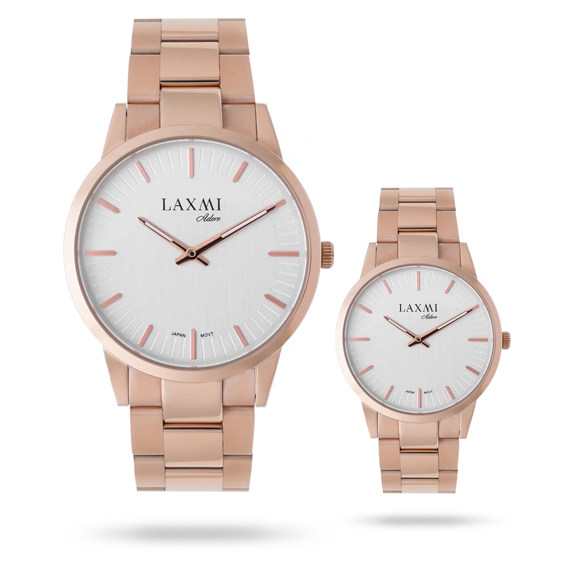 laxmi-watch-8122.webp ساعت مچی ست لاکسمی بند استیل رزگلد کد Laxmi 8122 - تصویر 1