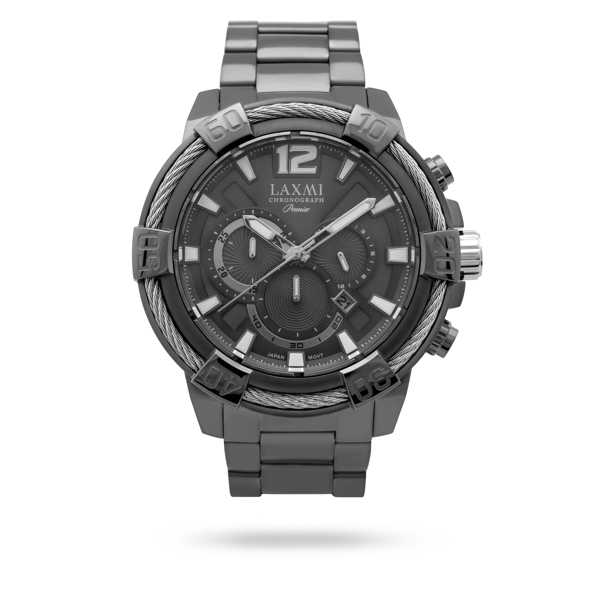 laxmi-watch-8123-3.webp ساعت مچی مردانه لاکسمی بند استیل دو رنگ نقره ای دودی کد Laxmi 8123/3 - تصویر 1