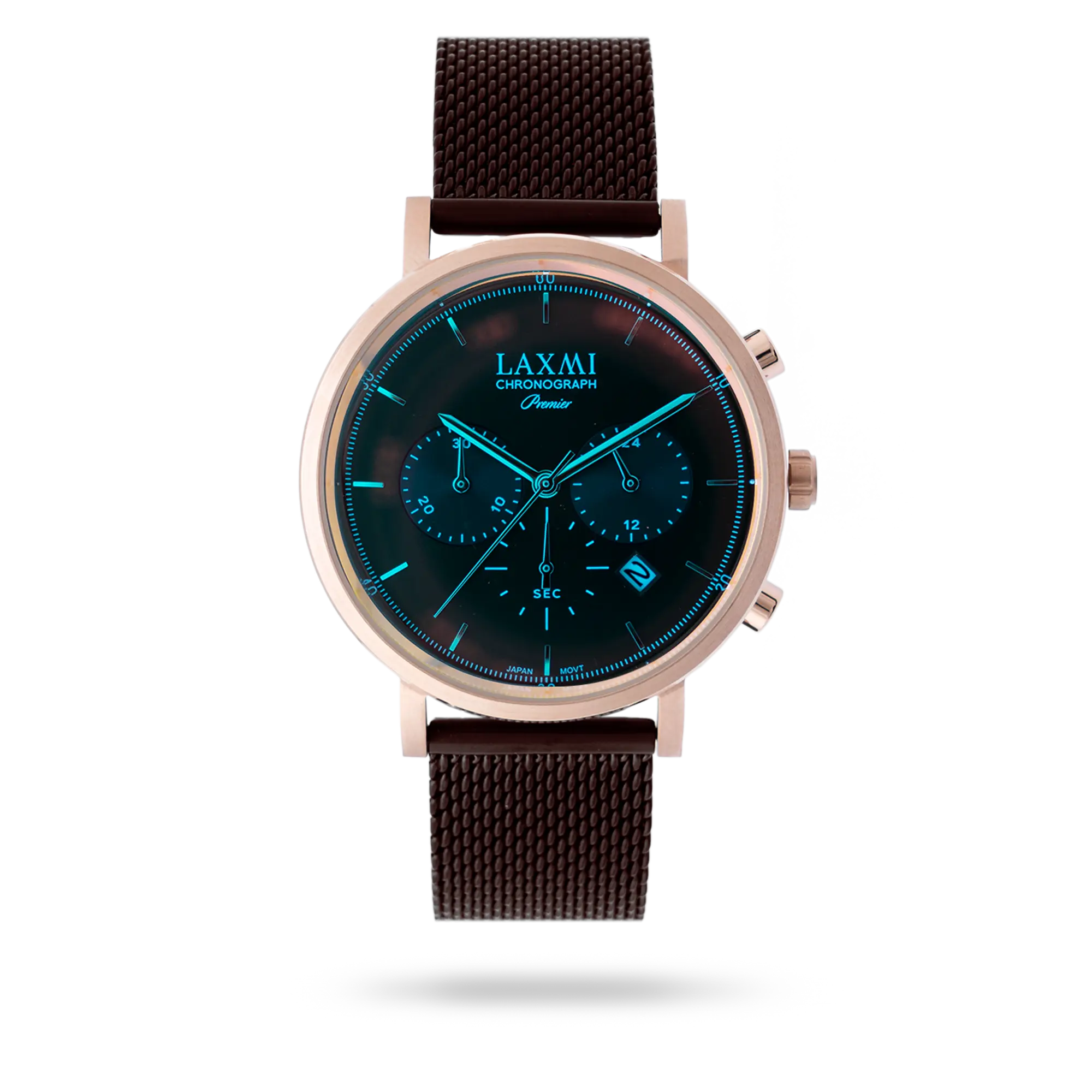 laxmi-watch-8124-4.webp ساعت مچی مردانه لاکسمی بند حصیری رزگلد کد Laxmi 8124/4 - تصویر 1