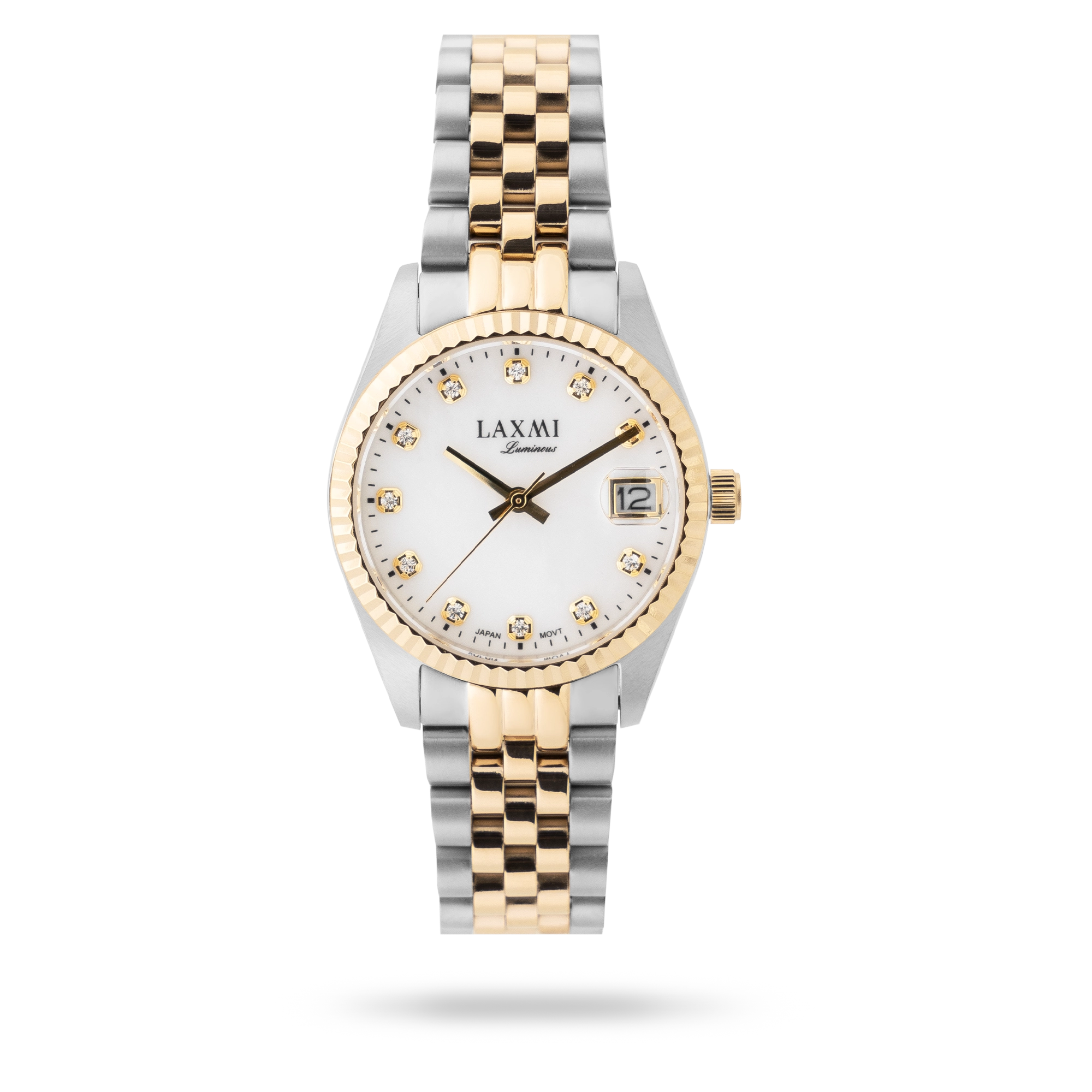 laxmi-watch-8145-1.webp ساعت مچی زنانه لاکسمی بند استیل دو رنگ طلای نقره ای کد Laxmi 8145/1 - تصویر 1