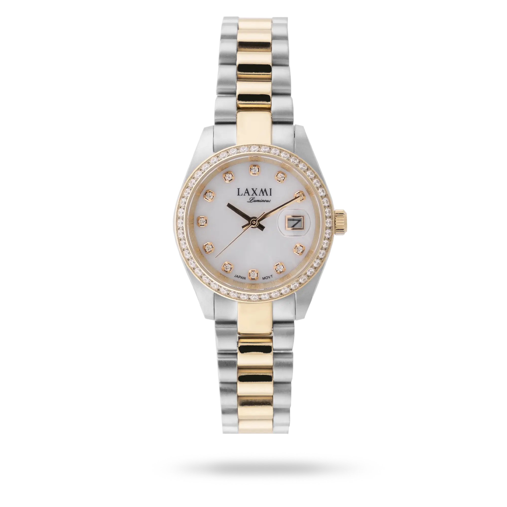laxmi-watch-8146-2.webp ساعت مچی زنانه لاکسمی بند استیل دو رنگ طلای نقره ای کد Laxmi 8146/2 - تصویر 1