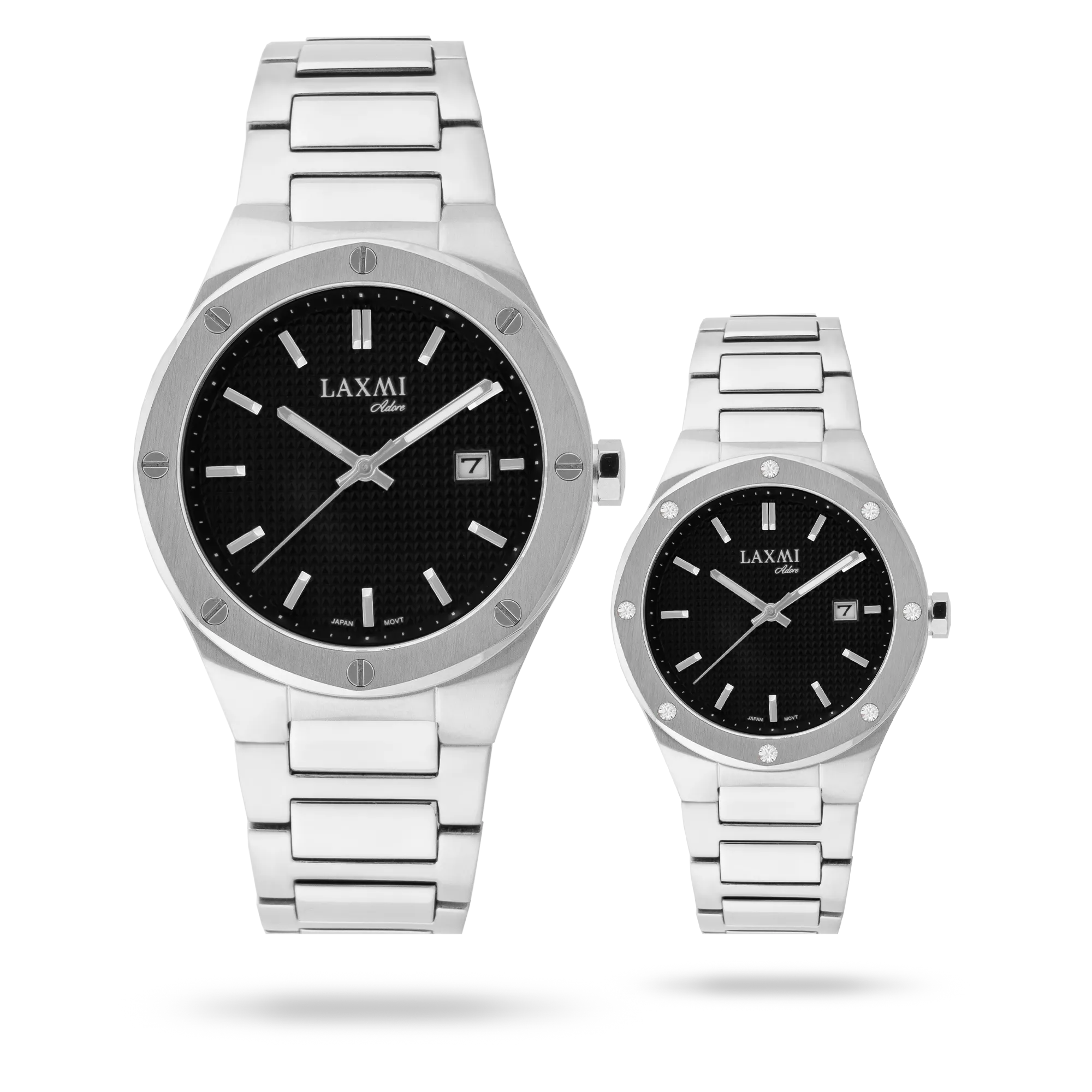 laxmi-watch-8148-2.webp ساعت مچی ست لاکسمی بند استیل نقره ای کد Laxmi 8148/2 - تصویر 1