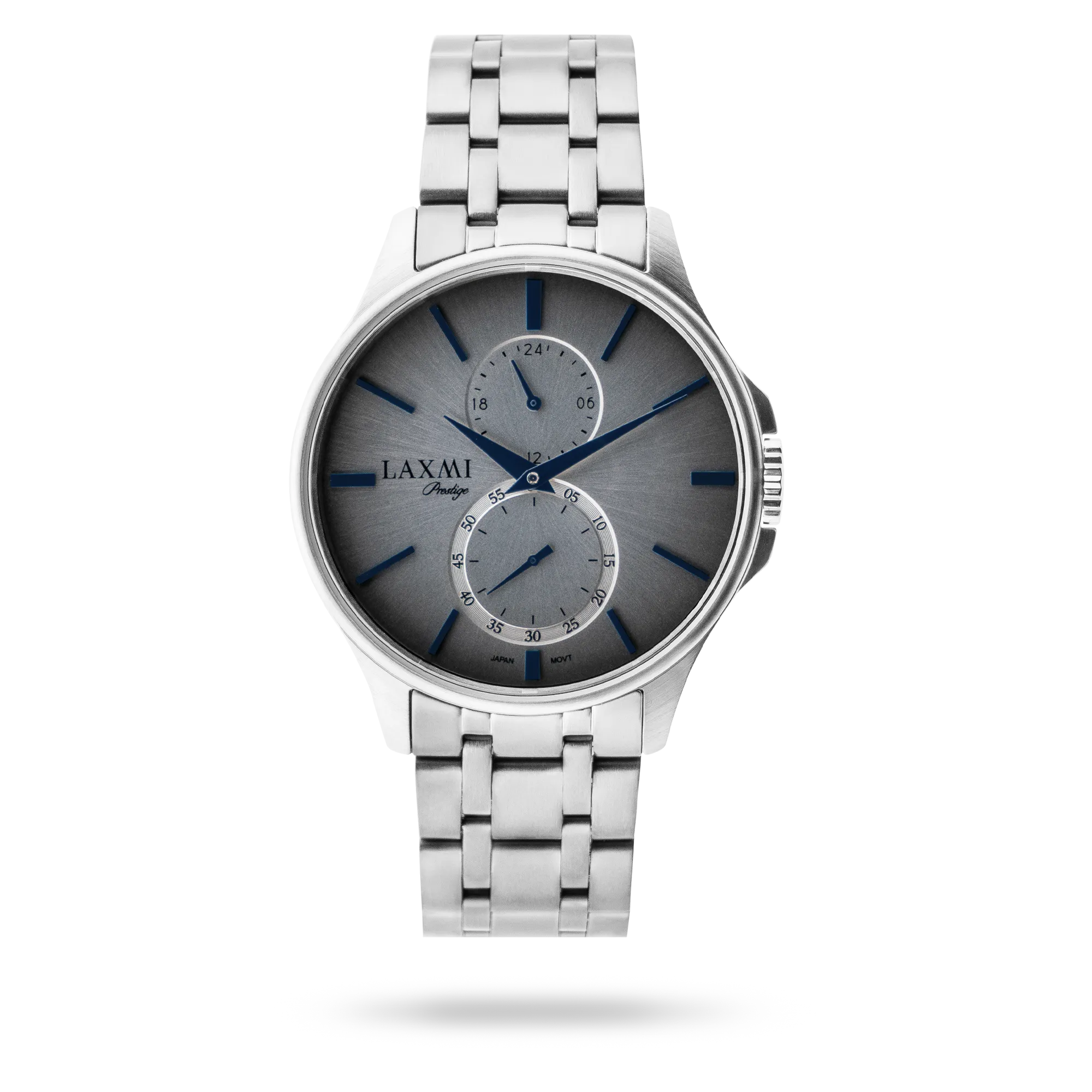 laxmi-watch-8149-3.webp ساعت مچی مردانه لاکسمی بند استیل نقره ای کد Laxmi 8149/3 - تصویر 1