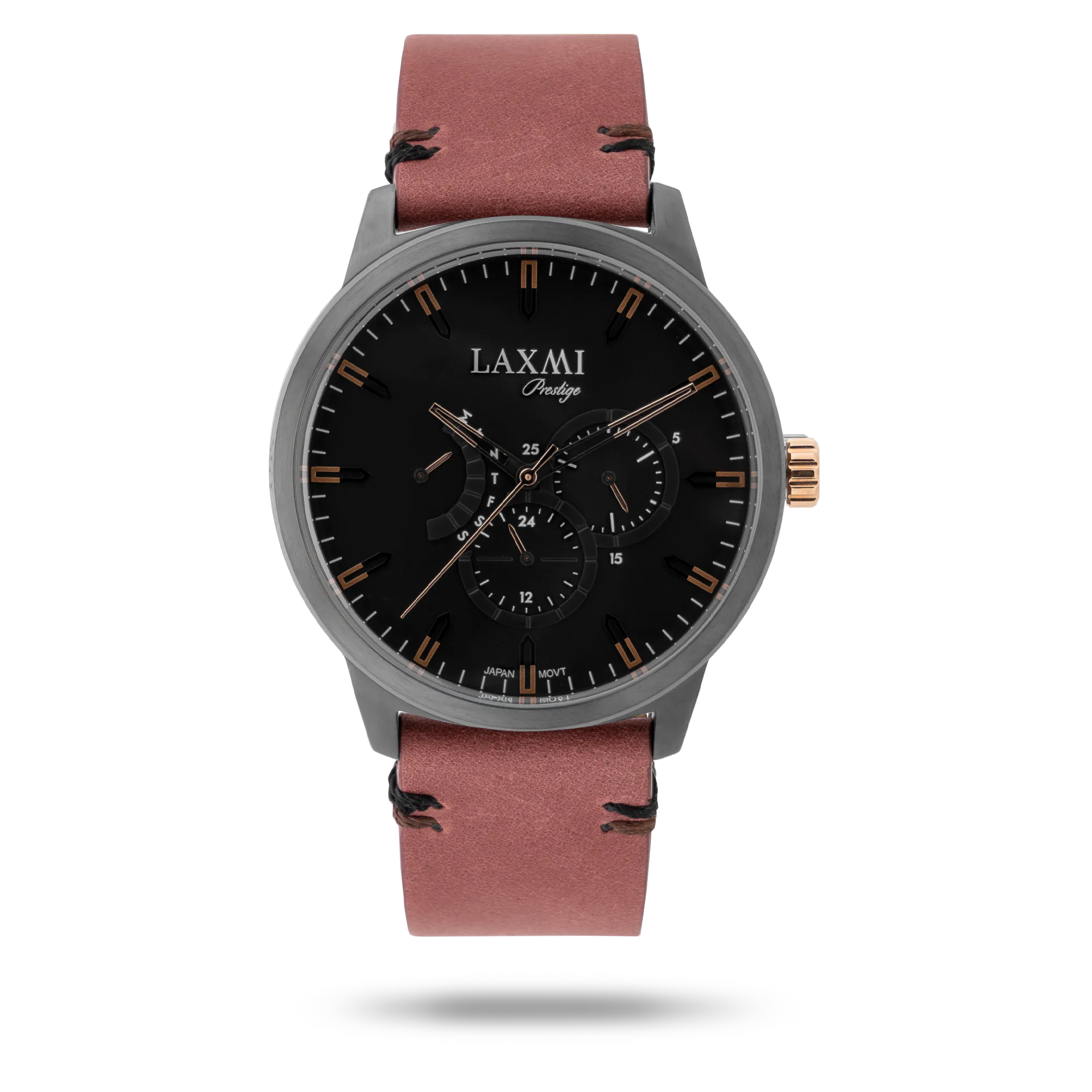 laxmi-watch-8152-5.webp ساعت مچی مردانه لاکسمی بند چرم دودی کد Laxmi 8152/5 - تصویر 1