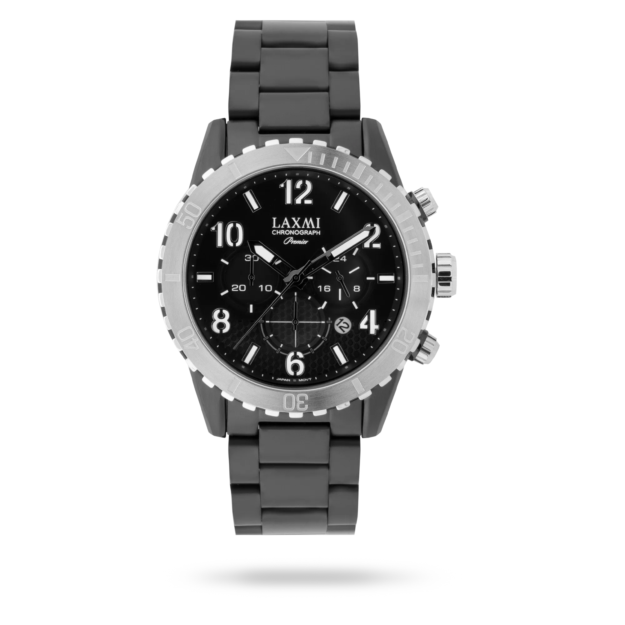 laxmi-watch-8159-3.webp ساعت مچی مردانه لاکسمی بند استیل دو رنگ نقره ای مشکی کد Laxmi 8159/3 - تصویر 1