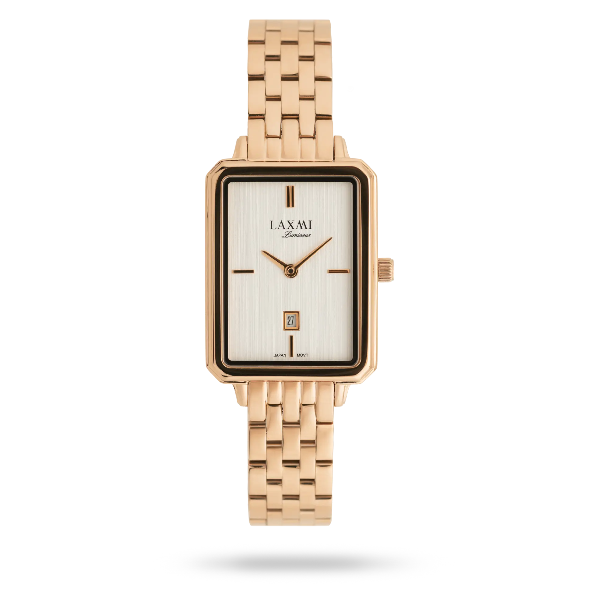 laxmi-watch-8168-3.webp ساعت مچی زنانه لاکسمی بند استیل رزگلد کد Laxmi 8168/3 - تصویر 1