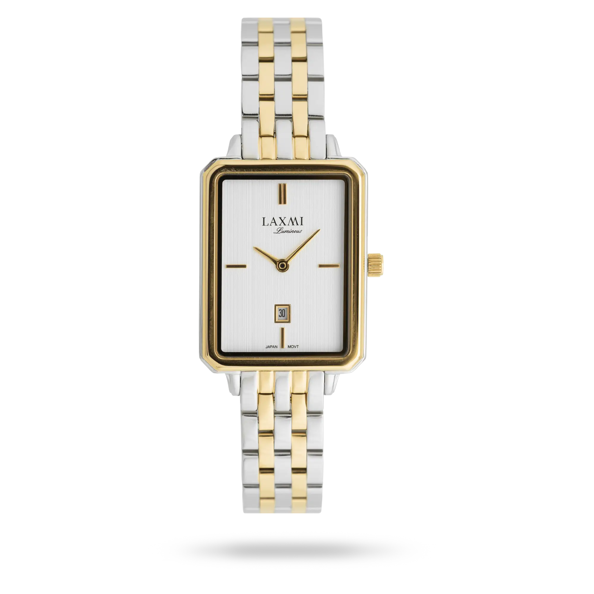 laxmi-watch-8168-4.webp ساعت مچی زنانه لاکسمی بند استیل دو رنگ طلای نقره ای کد Laxmi 8168/4 - تصویر 1