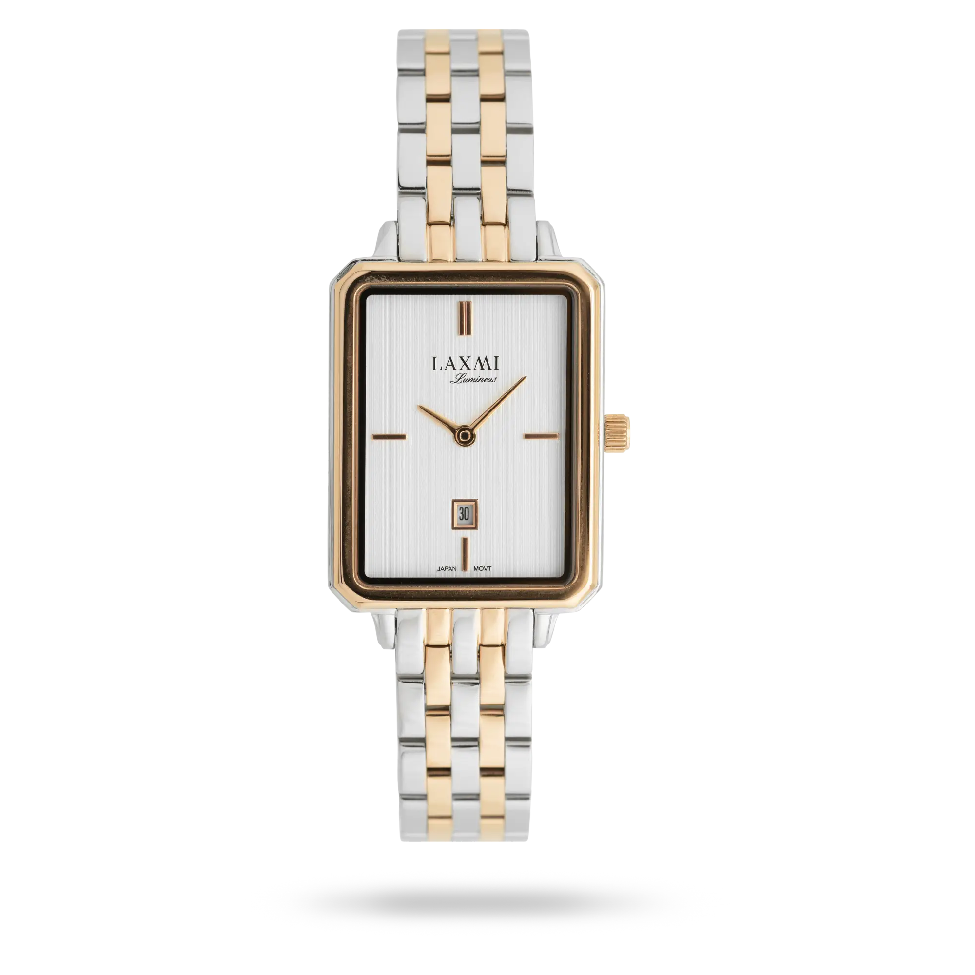 laxmi-watch-8168-5.webp ساعت مچی زنانه لاکسمی بند استیل دو رنگ رزگلد نقره ای کد Laxmi 8168/5 - تصویر 1