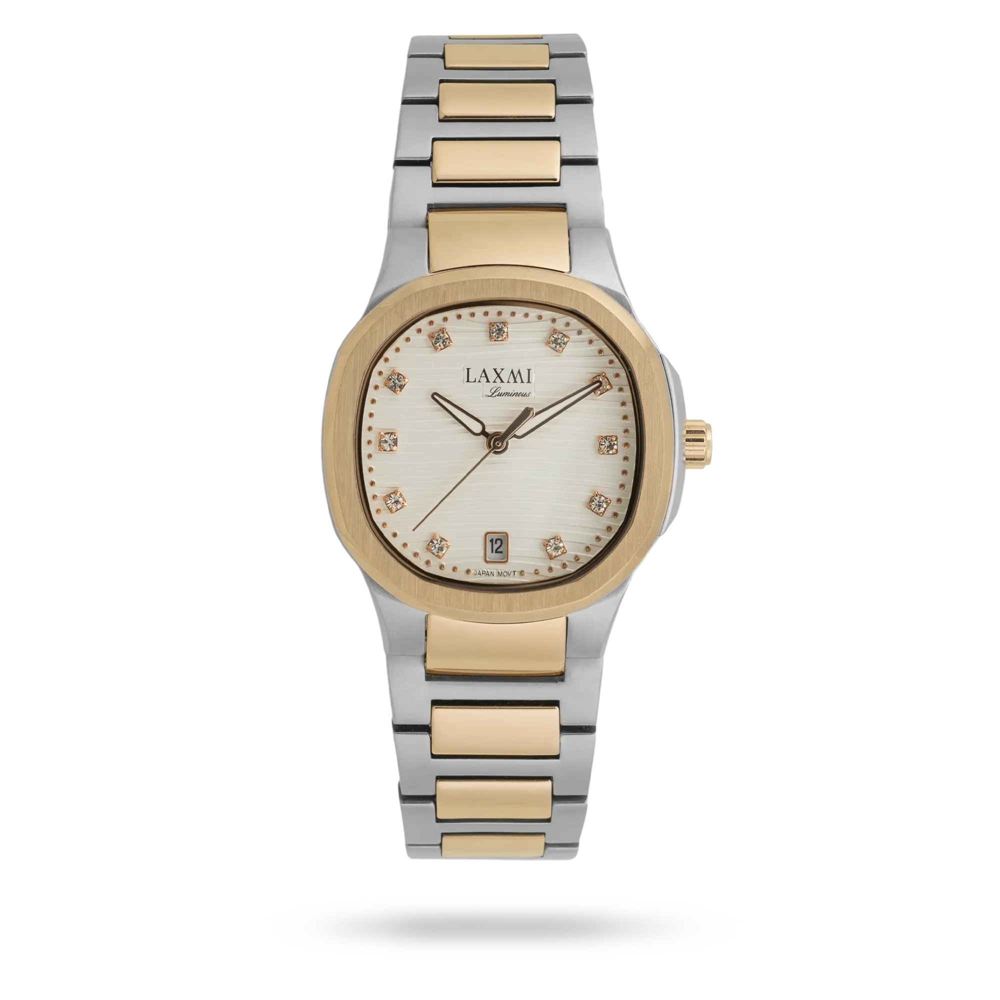 laxmi-watch-8169-4.webp ساعت مچی زنانه لاکسمی بند استیل دو رنگ طلای نقره ای کد Laxmi 8169/4 - تصویر 1