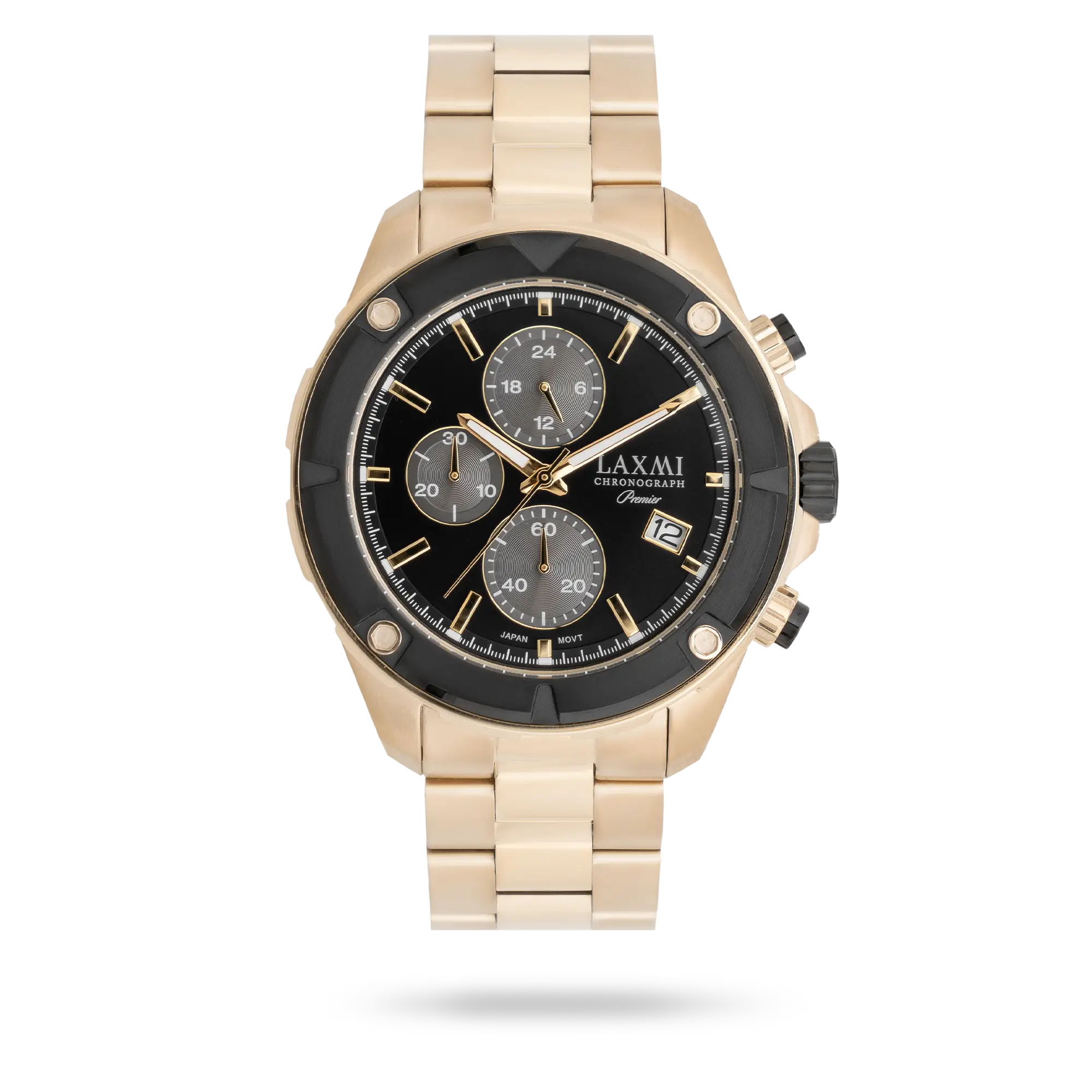 laxmi-watch-8180-2.webp ساعت مچی مردانه لاکسمی بند استیل طلایی کد Laxmi 8180/2 - تصویر 1