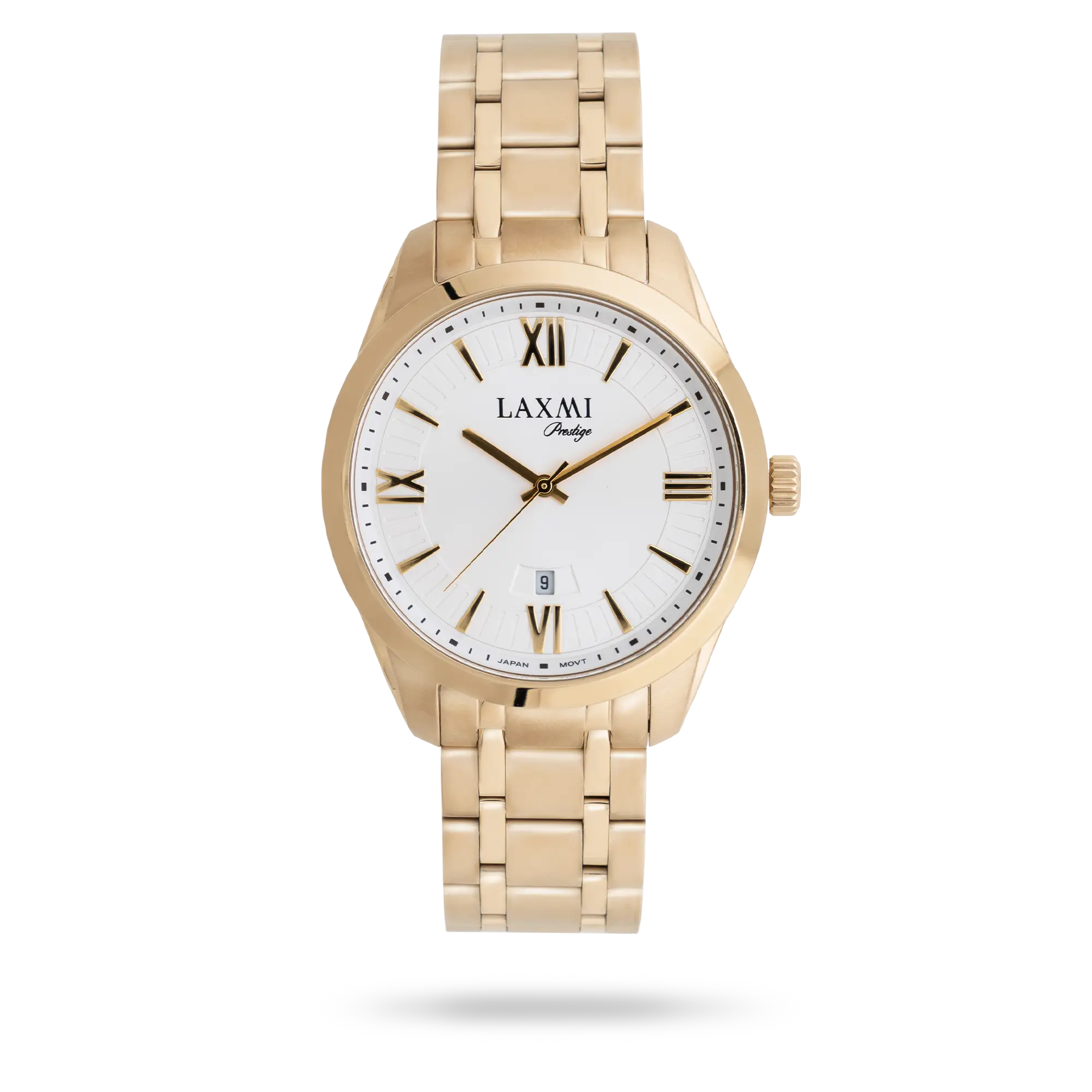 laxmi-watch-8185-1.webp ساعت مچی مردانه لاکسمی بند استیل طلایی کد Laxmi 8185/1 - تصویر 1