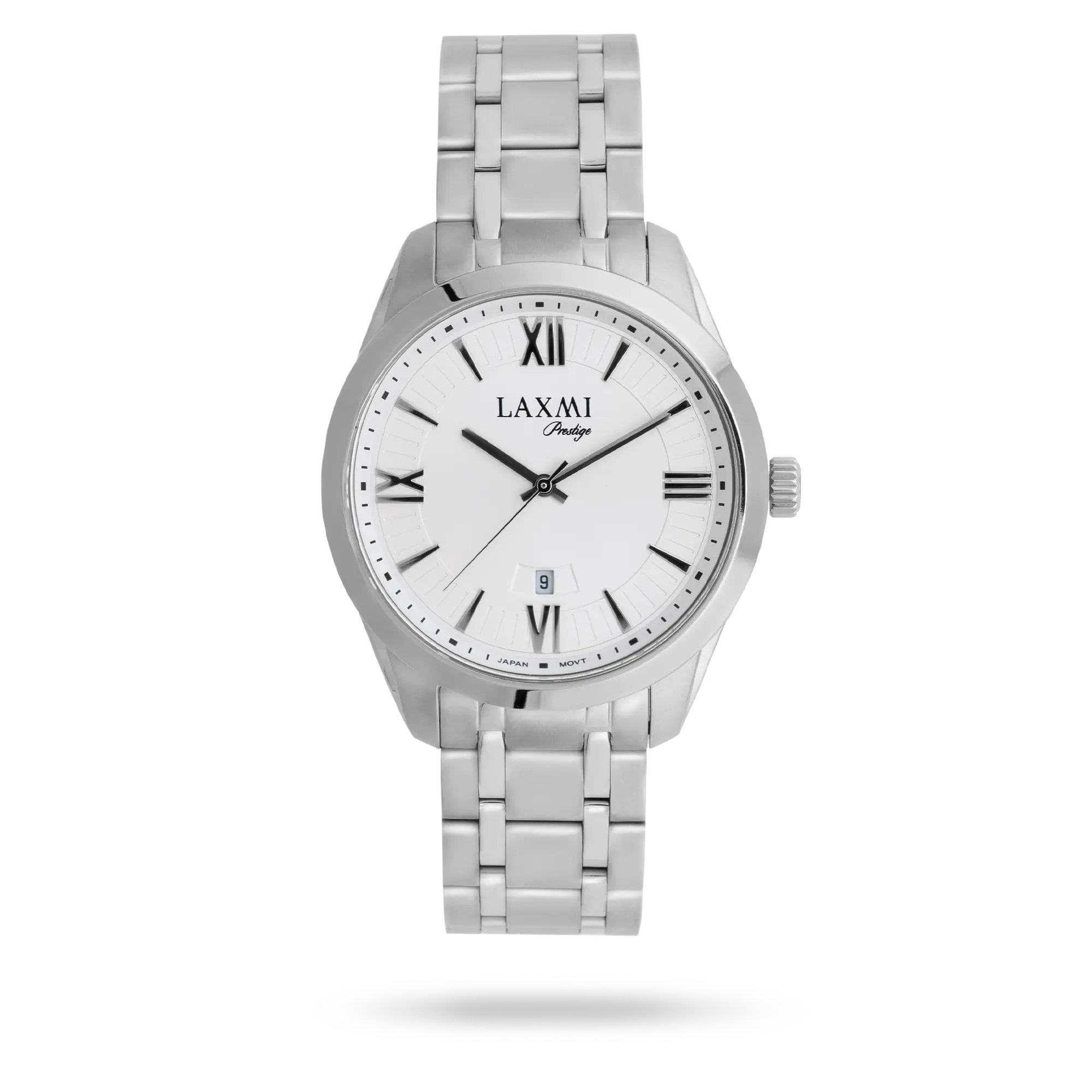 laxmi-watch-8185-2.webp ساعت مچی مردانه لاکسمی بند استیل نقره ای کد Laxmi 8185/2 - تصویر 1