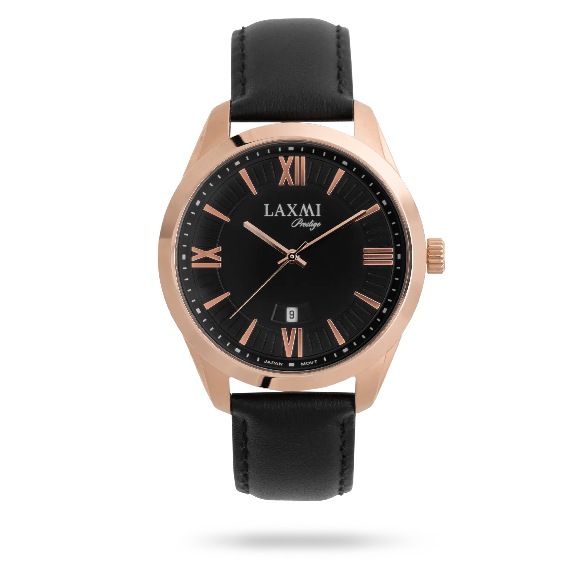 laxmi-watch-8186-2.webp ساعت مچی مردانه لاکسمی بند چرم رزگلد کد Laxmi 8186/2 - تصویر 1