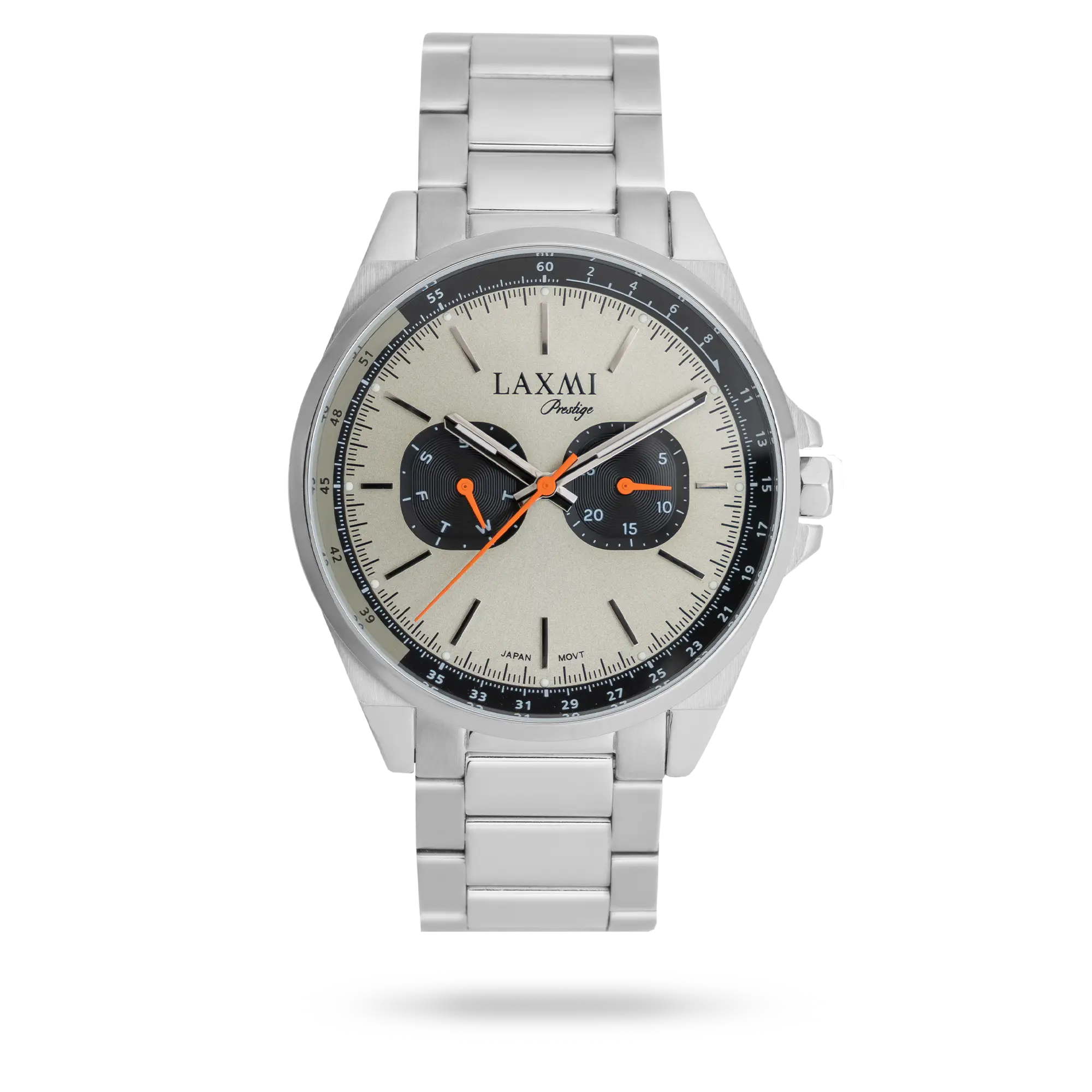 laxmi-watch-8188-2.webp ساعت مچی مردانه لاکسمی بند استیل نقره ای کد Laxmi 8188/2 - تصویر 1