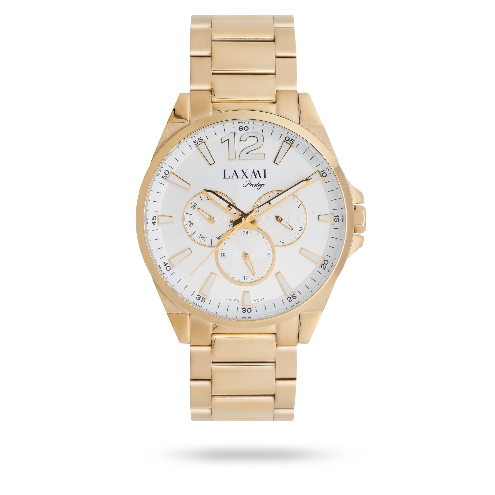 laxmi-watch-8189.webp ساعت مچی مردانه لاکسمی بند استیل طلایی کد Laxmi 8189 - تصویر 1