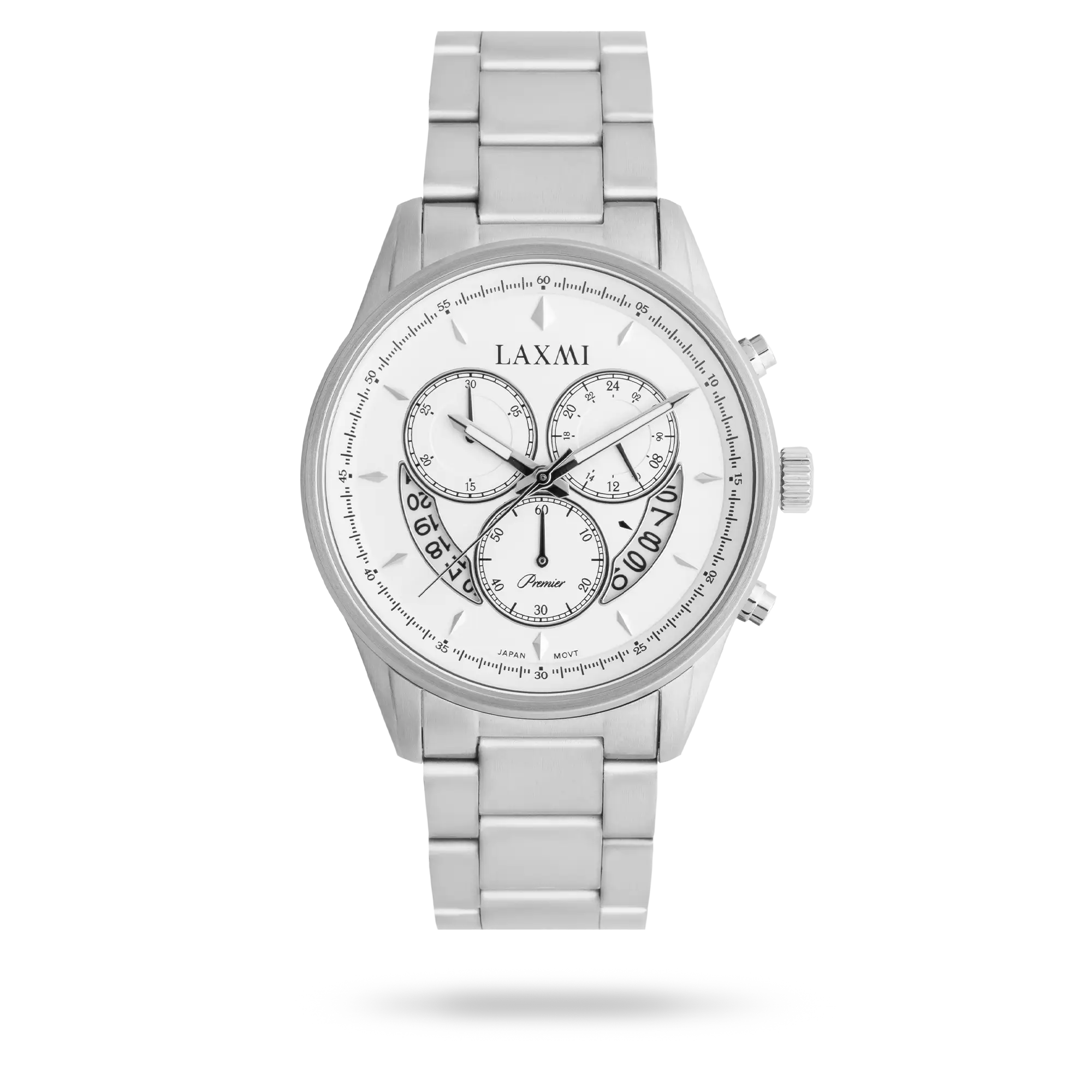 laxmi-watch-8190-2.webp ساعت مچی مردانه لاکسمی بند استیل نقره ای کد Laxmi 8190/2 - تصویر 1