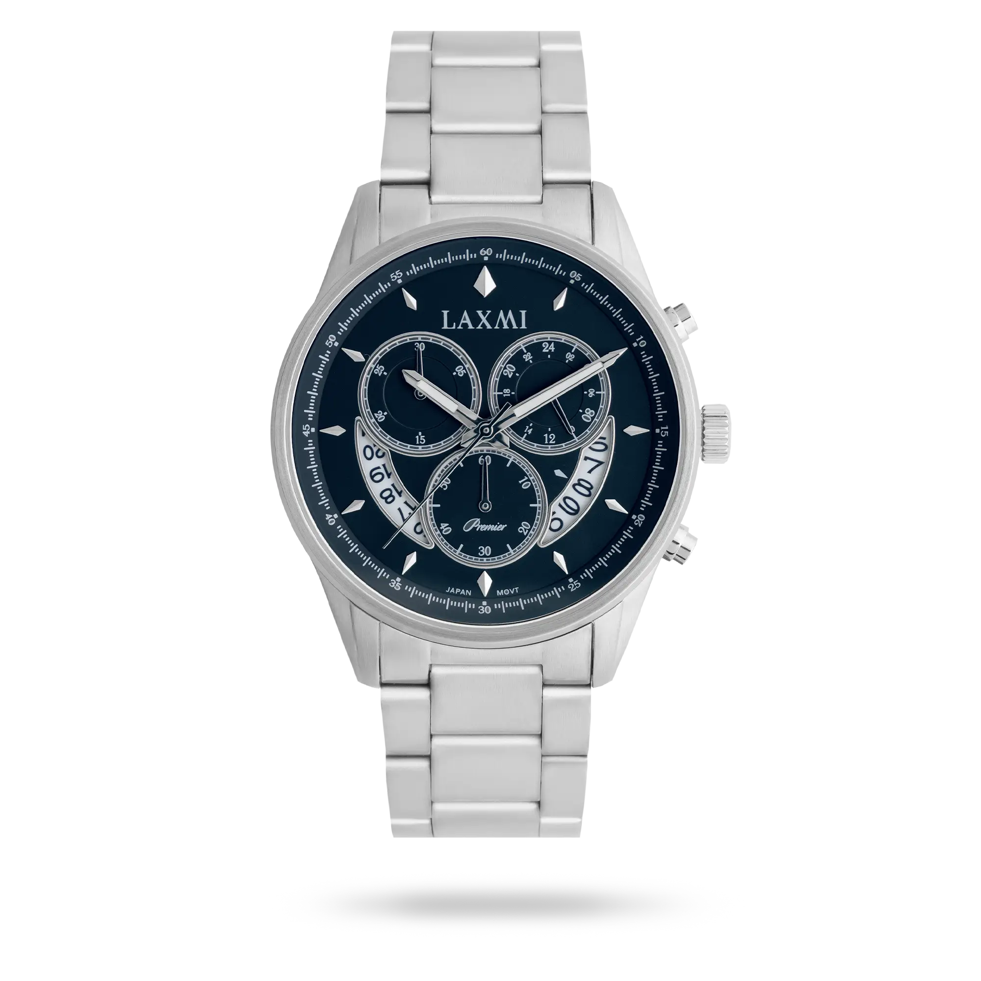 laxmi-watch-8190-3.webp ساعت مچی مردانه لاکسمی بند استیل نقره ای کد Laxmi 8190/3 - تصویر 1