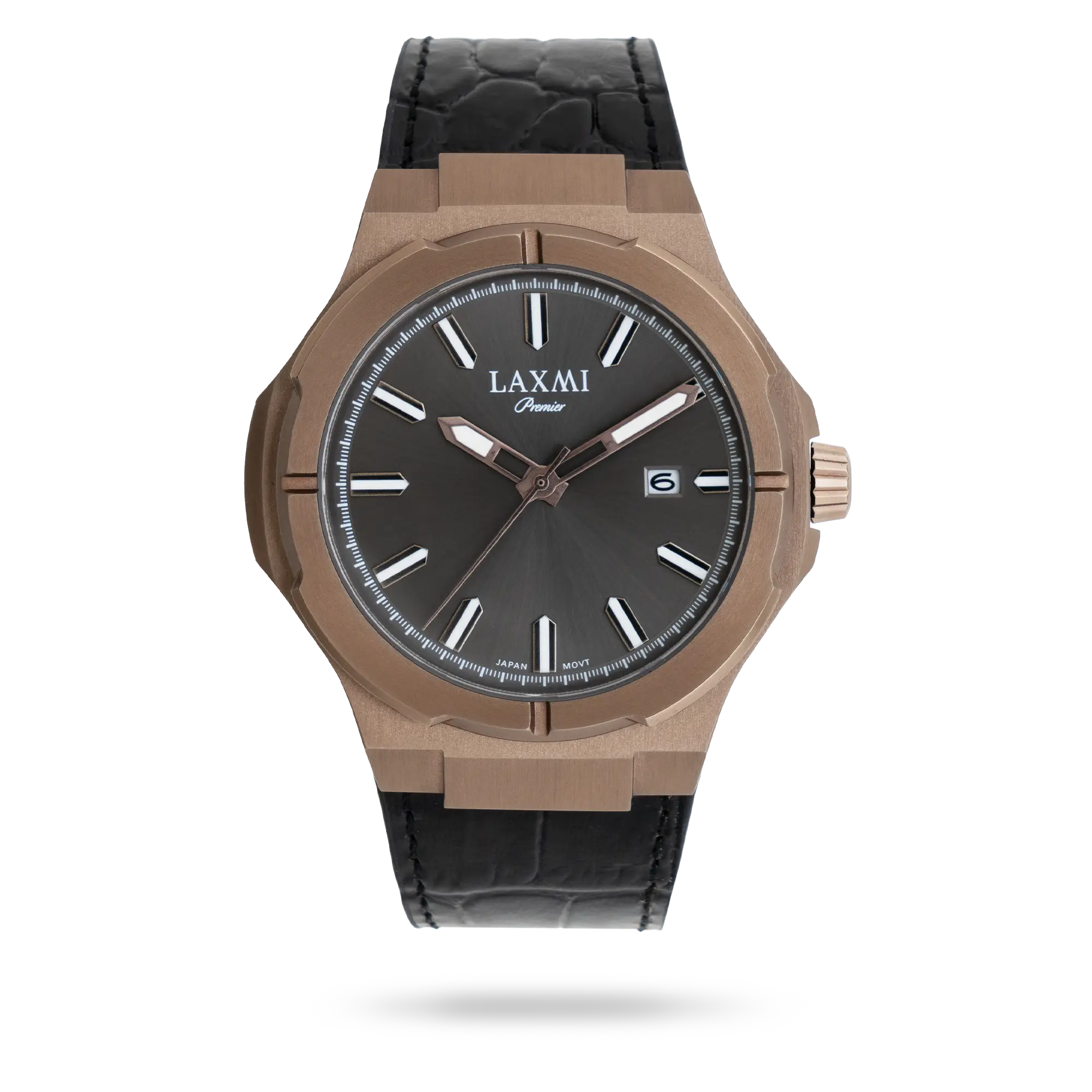 laxmi-watch-8193-3.webp ساعت مچی مردانه لاکسمی بند چرم خاکی کد Laxmi 8193/3 - تصویر 1