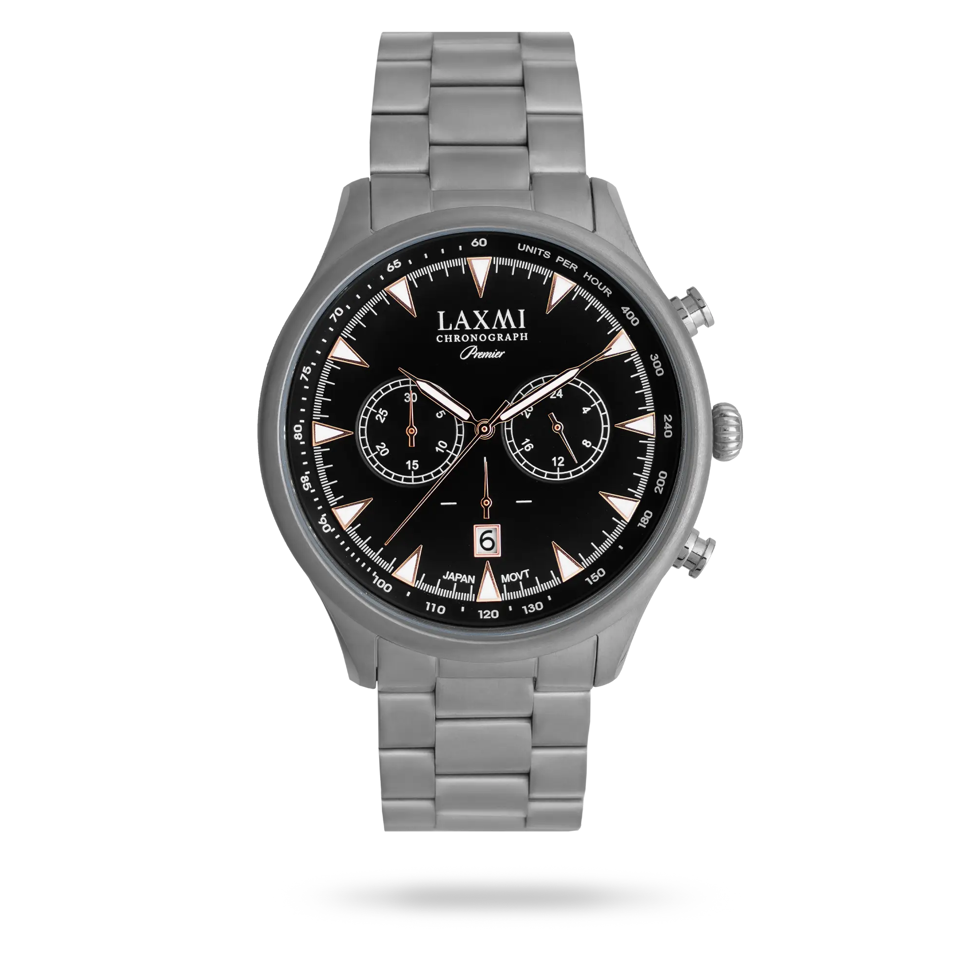 laxmi-watch-8195-1.webp ساعت مچی مردانه لاکسمی بند استیل دودی کد Laxmi 8195/1 - تصویر 1