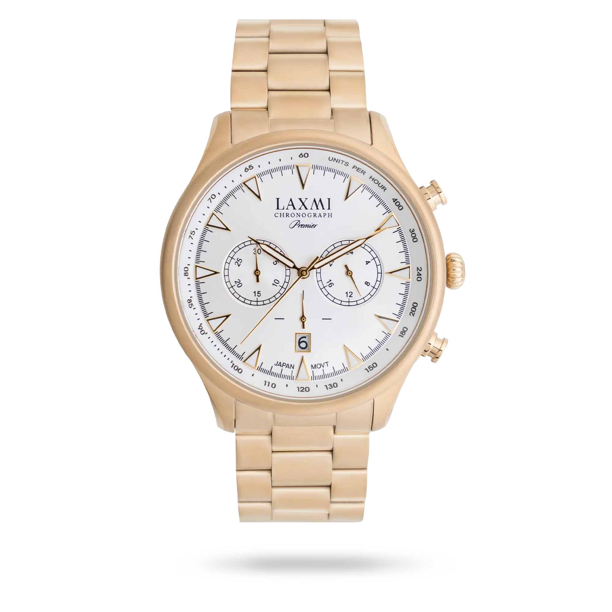 laxmi-watch-8195-3.webp ساعت مچی مردانه لاکسمی بند استیل طلایی کد Laxmi 8195/3 - تصویر 1