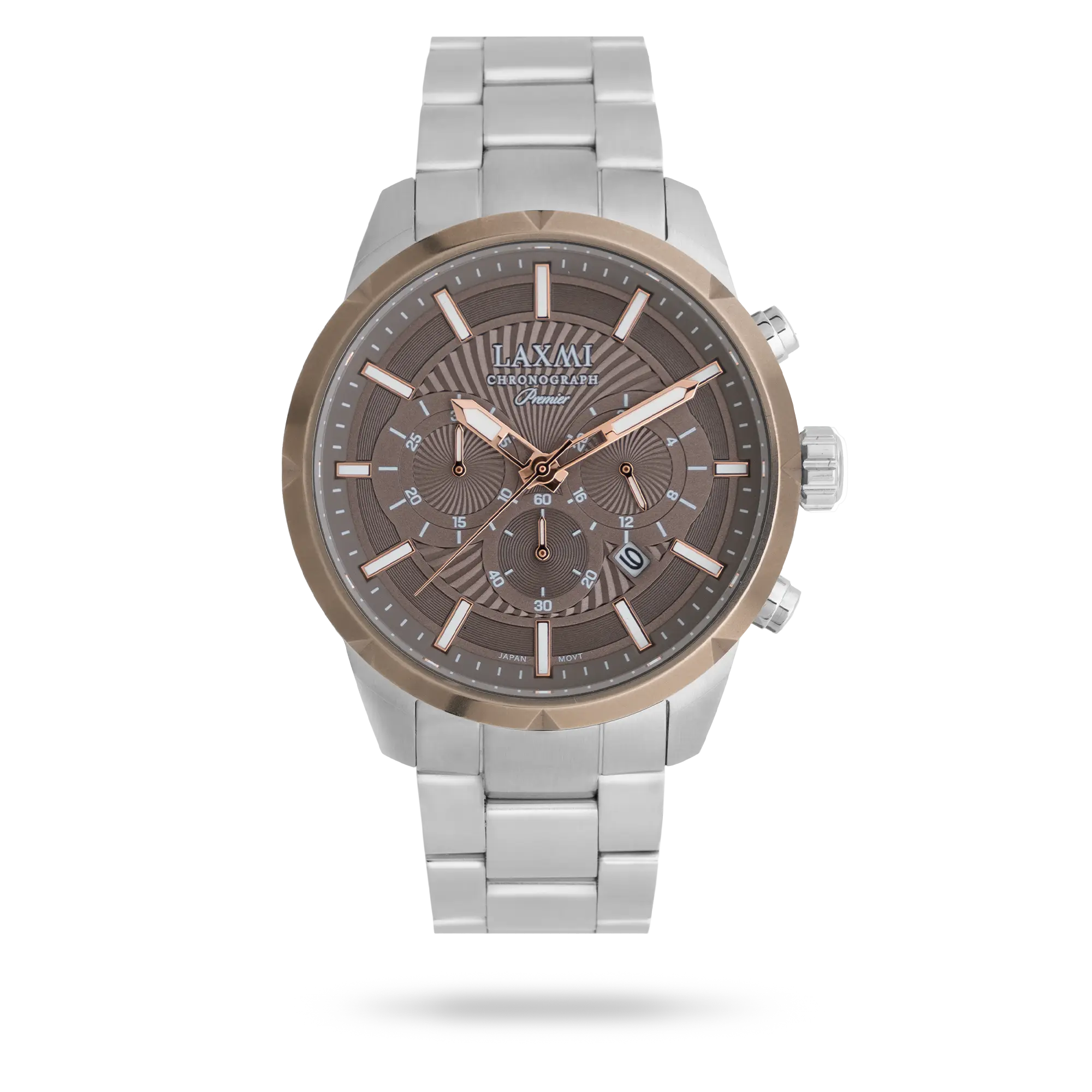 laxmi-watch-8196-2.webp ساعت مچی مردانه لاکسمی بند استیل نقره ای کد Laxmi 8196/2 - تصویر 1