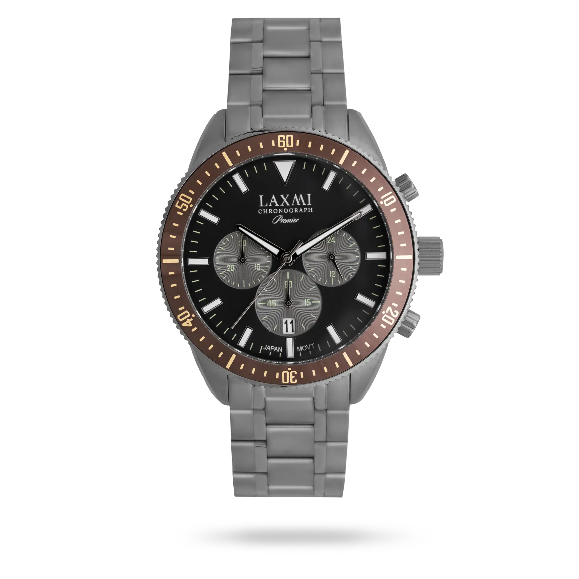 laxmi-watch-8198-1.webp ساعت مچی مردانه لاکسمی بند استیل دودی کد Laxmi 8198/1 - تصویر 1