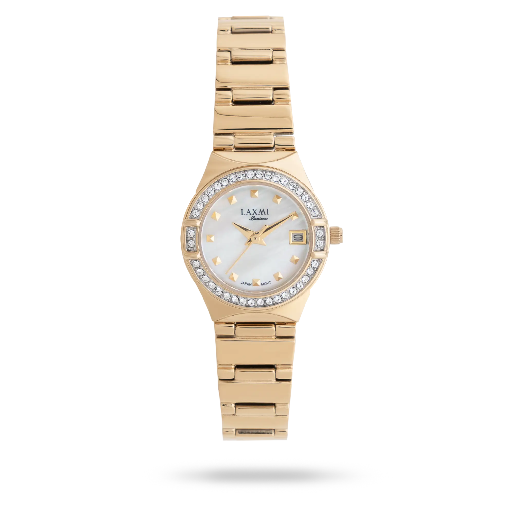 laxmi-watch-8201-3.webp ساعت مچی زنانه لاکسمی بند استیل طلایی کد Laxmi 8201/3 - تصویر 1