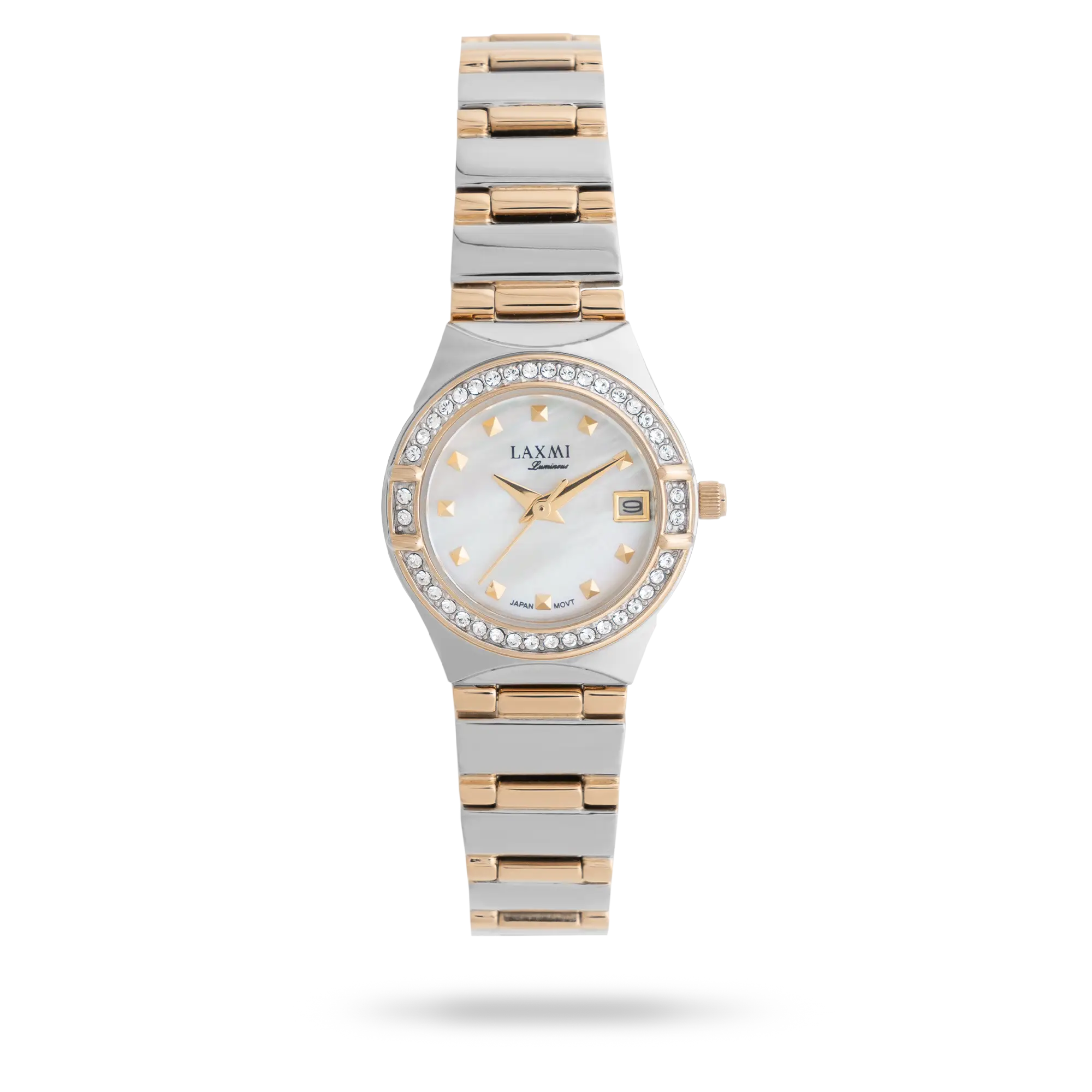 laxmi-watch-8201-4.webp ساعت مچی زنانه لاکسمی بند استیل دو رنگ طلای نقره ای کد Laxmi 8201/4 - تصویر 1