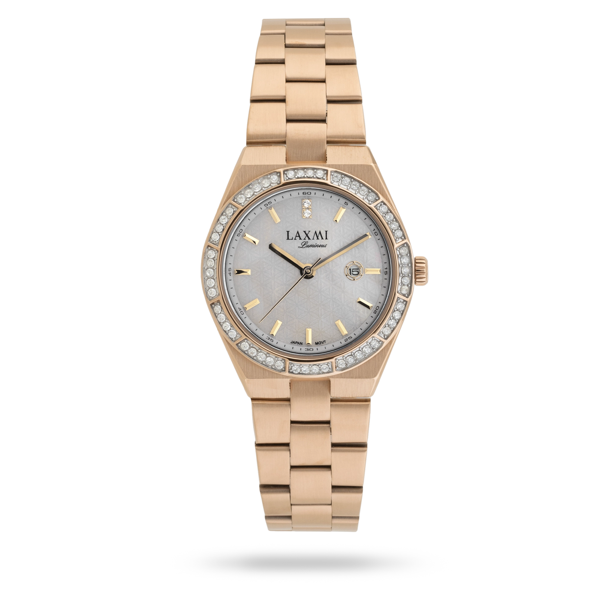 laxmi-watch-8210-5.webp ساعت مچی زنانه لاکسمی بند استیل طلایی کد Laxmi 8210/5 - تصویر 1