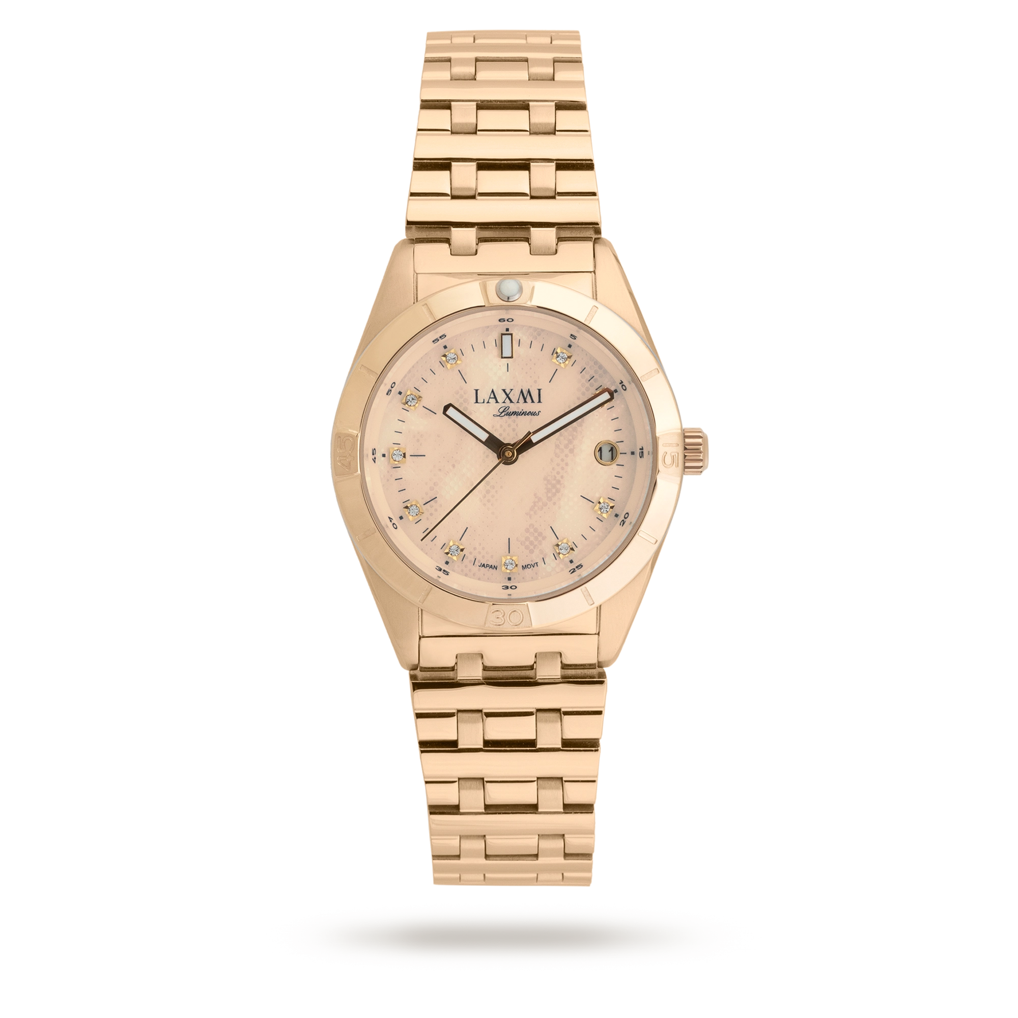 laxmi-watch-8216-2.webp ساعت مچی زنانه لاکسمی بند استیل رزگلد کد Laxmi 8216/2 - تصویر 1
