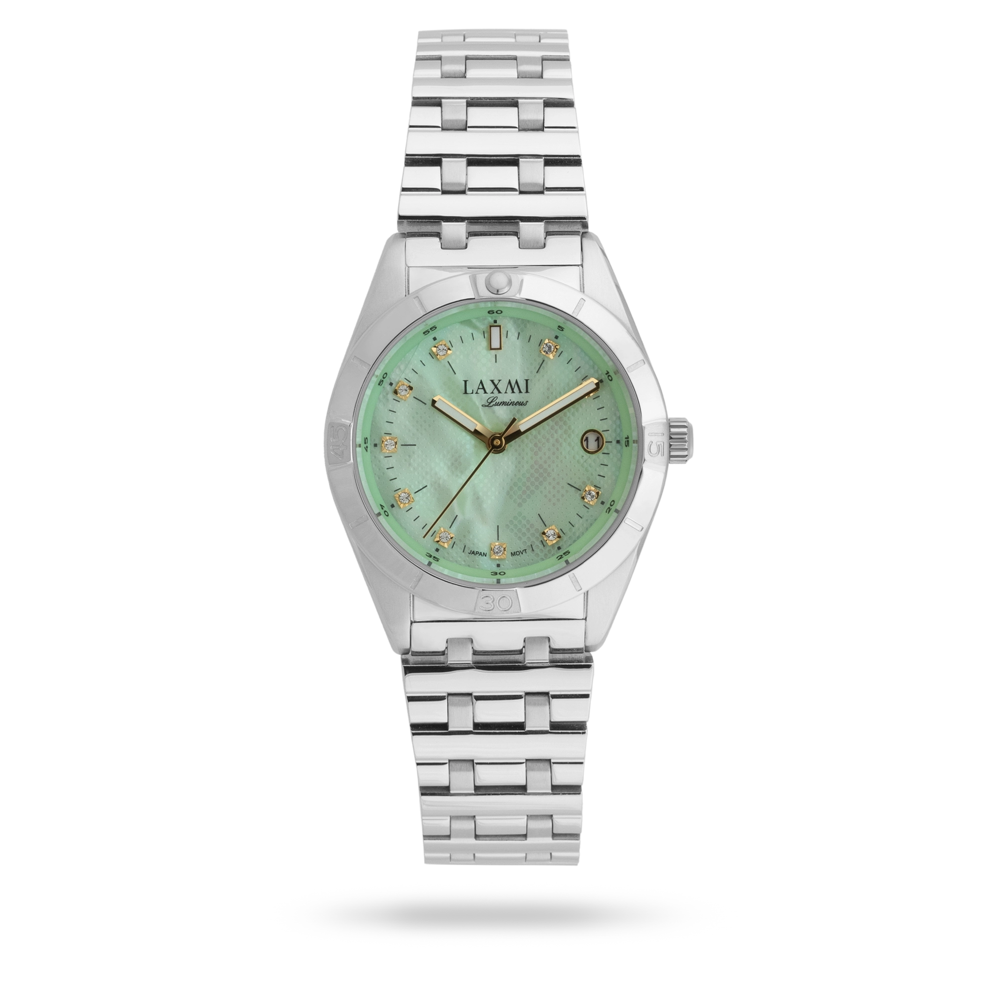 laxmi-watch-8216-3.webp ساعت مچی زنانه لاکسمی بند استیل نقره ای کد Laxmi 8216/3 - تصویر 1