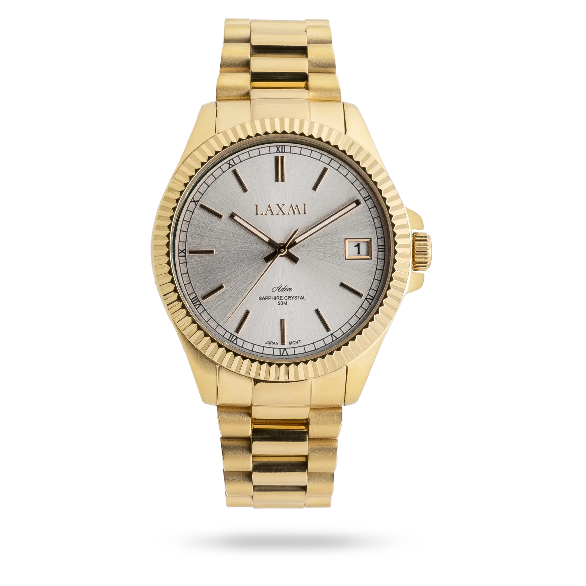 laxmi-watch-8506-31.webp ساعت مچی زنانه لاکسمی بند استیل طلایی کد Laxmi 8506/31 - تصویر 1