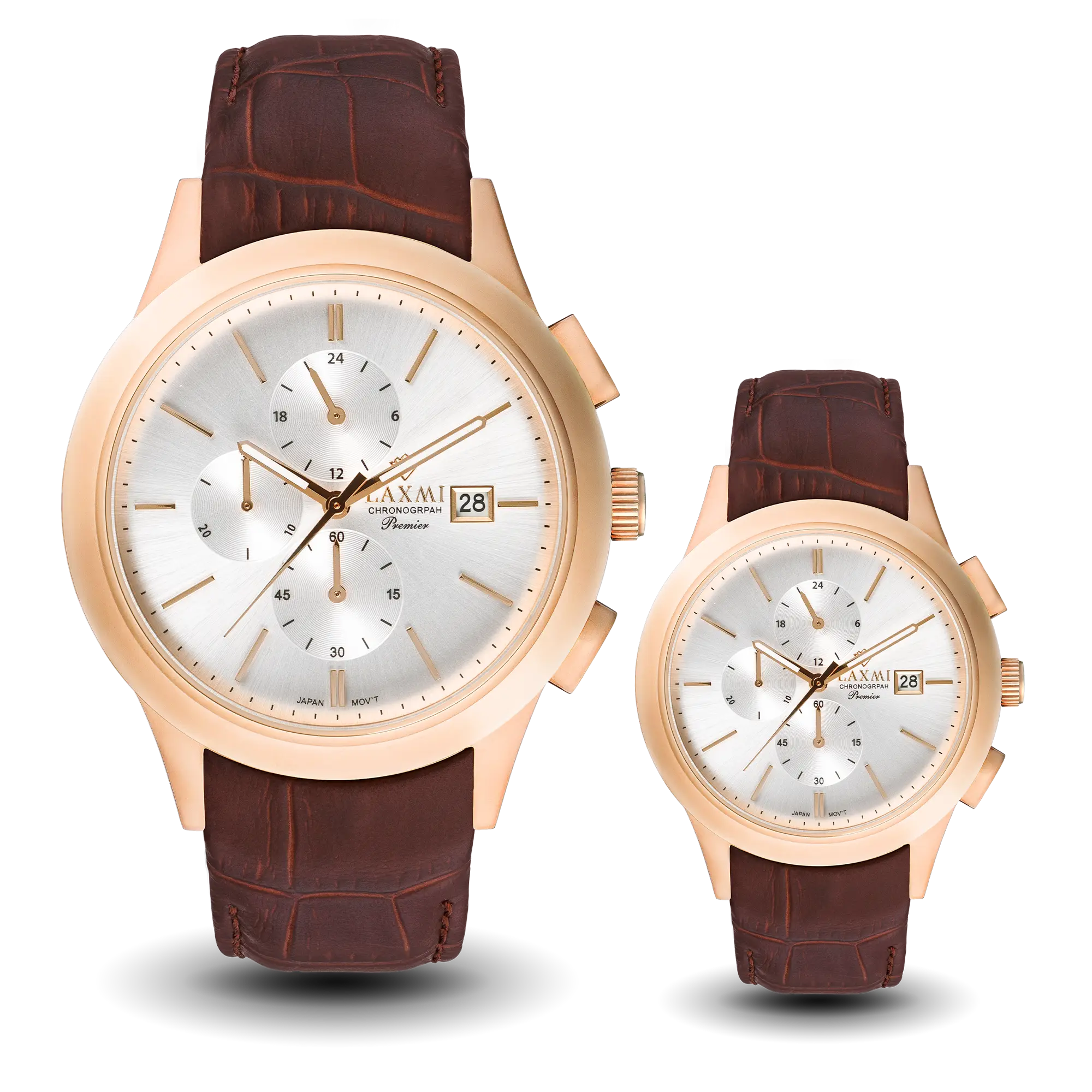laxmi-watch-8509-2.webp ساعت مچی ست لاکسمی بند چرم رزگلد کد Laxmi 8509/2 - تصویر 1