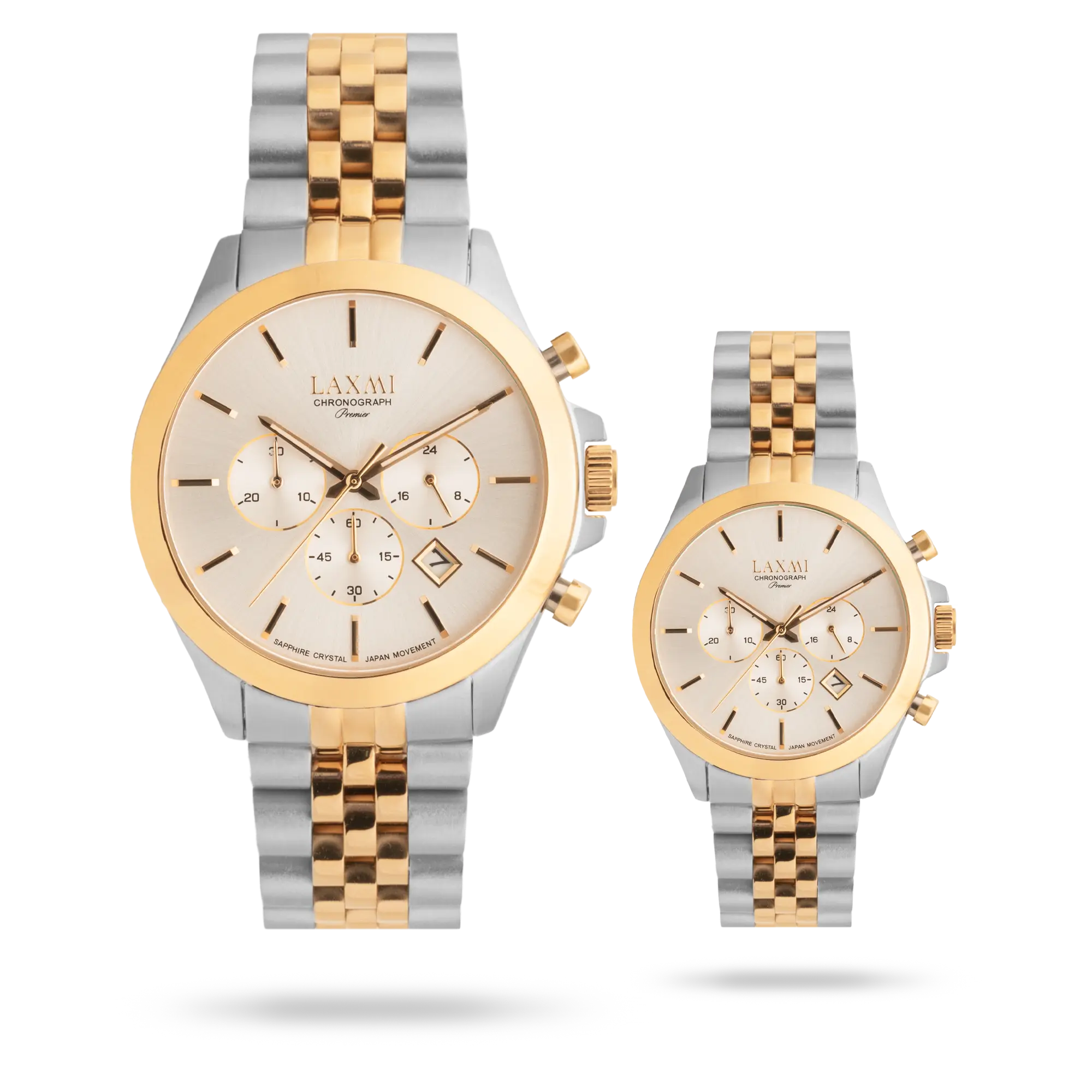 laxmi-watch-8517-2.webp ساعت مچی ست لاکسمی بند استیل دو رنگ رزگلد نقره ای کد Laxmi 8517/2 - تصویر 1